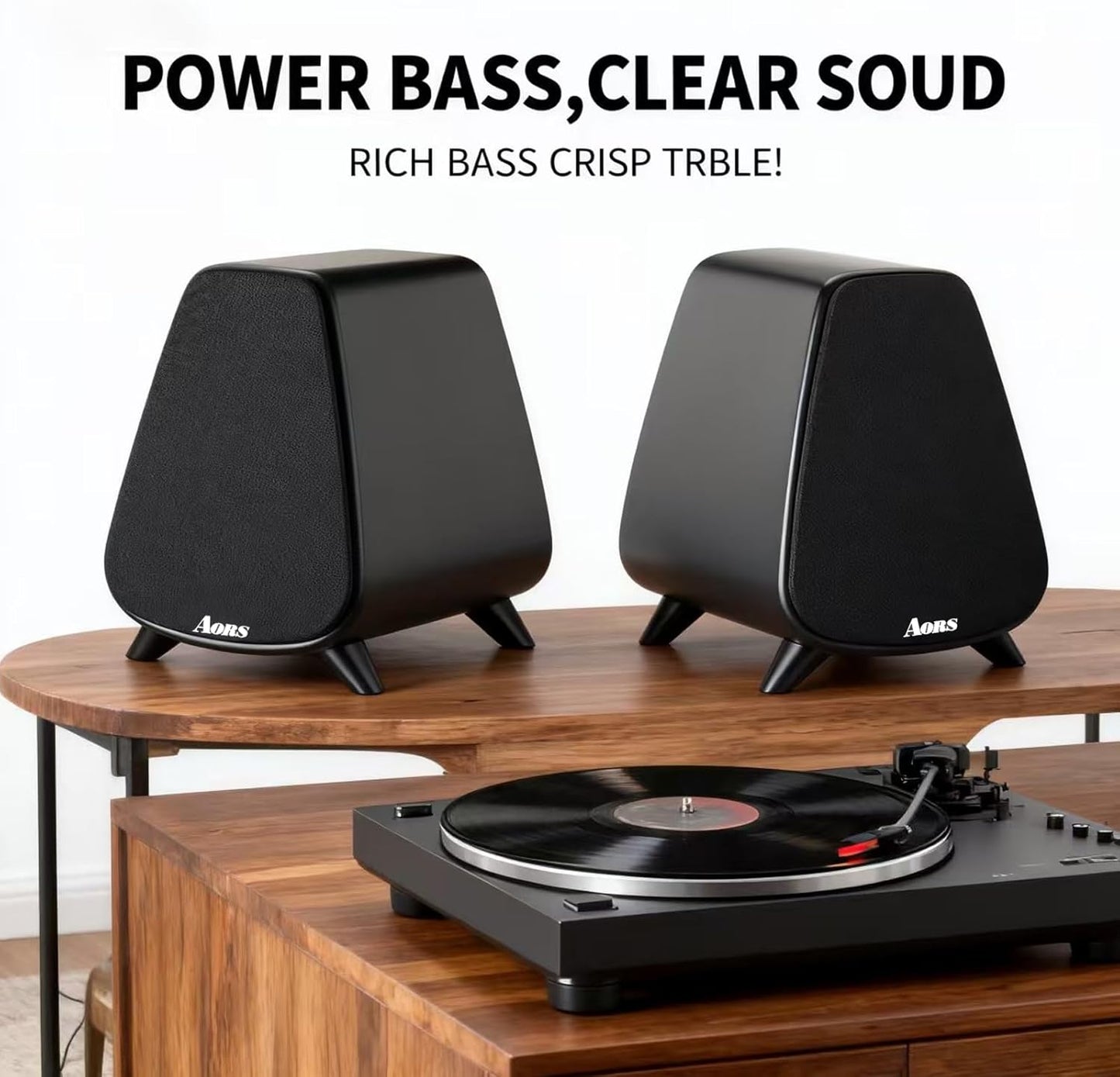 AS31 Active Bookshelf Speakers – 80W RMS 2-Way Stereo / 3″ Long-Stroke Woofer & 20 mm Silk Dome Tweeter – Bluetooth 5.3, RCA + Optical Inputs, Sub-Out & Remote Control – Wooden（Black）