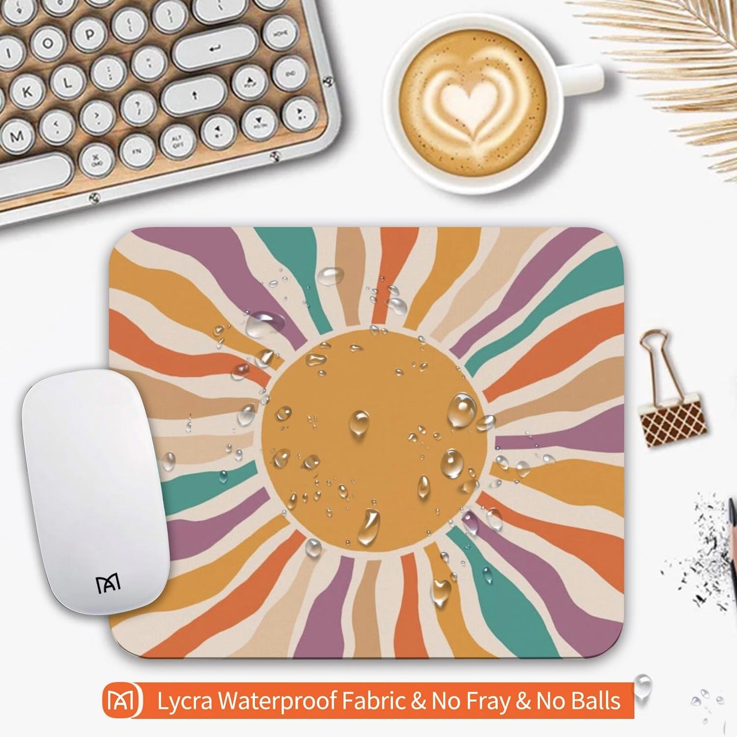 Square Mouse Pad Retro Sun,Personalized Premium-Textured Custom Mouse Mat Design,Washable Mousepad Cloth,Non-Slip Rubber Base Computer Mouse Pads for Wireless Mouse