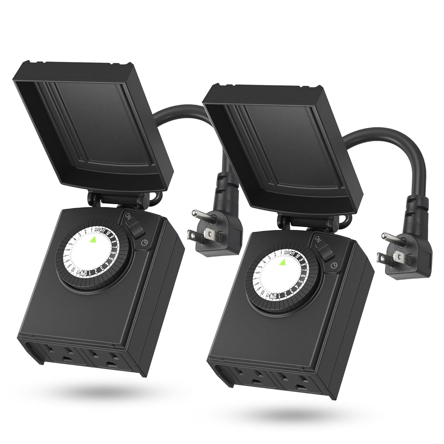 BN-LINK 24 Hour Heavy Duty Mechanical Timer, Outdoor Timer Outlet Waterproof with 30 Minutes Intervals, 2 Grounded Outlets for Christmas Lights Pool Pump,15A 1/2HP, ETL Listed(2 Pack)