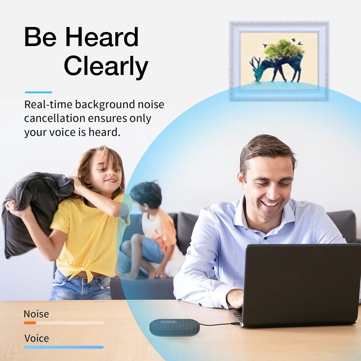 USB Speakerphone, Conference Computer Speakers with Microphone for Home Office Calls, 360 Degree Enhanced Voice Pickup, Noise Reduction, Echo Cancellation, Compatible with Zoom, Teams, Skype