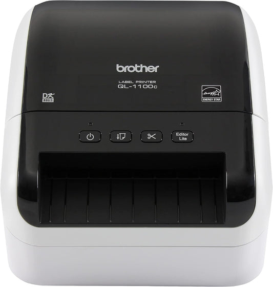 Brother QL-1100c Wide Format Label Printer, Shipping & Postage Labels 4” x 6”, Barcode & QR Code, High Speed, Direct Thermal Printing, Compact, uses DK Drop-in Label Rolls, USB Connectivity