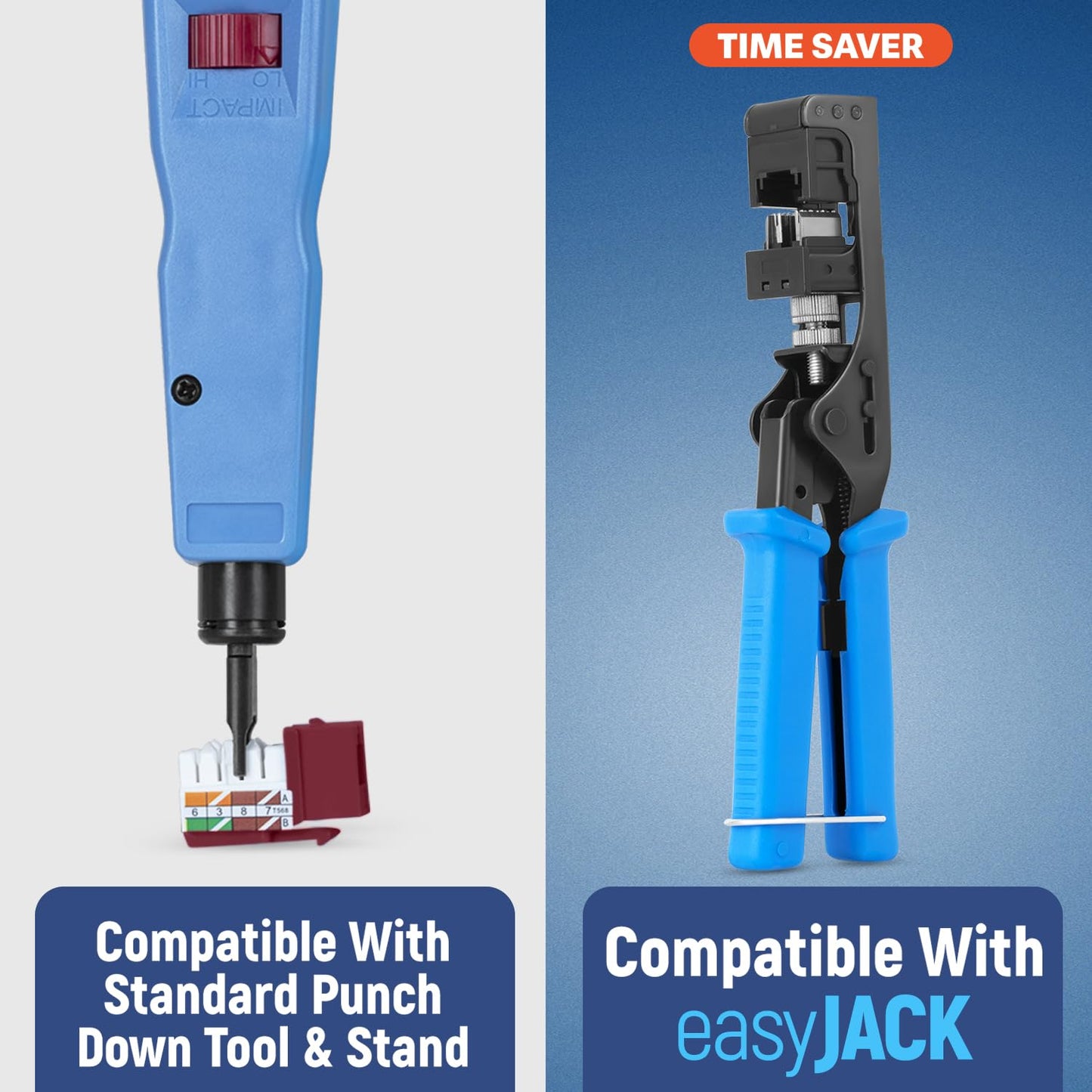 Everest 90° Angled RJ45 Cat5e Keystone Jacks 50-Pack in Red - Slim Profile Female RJ45 Connectors - Cat 5e Keystone Jack - Compatible with 90° Angled Speed Termination Tool - easyJACK (B094WB91H3)