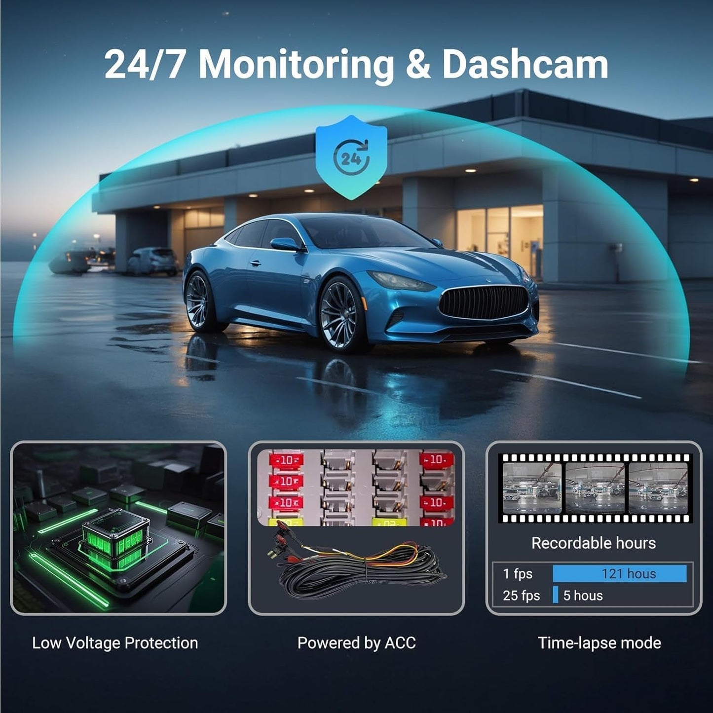 9.66″ OEM Rear View Mirror Camera, Dash Cam, Detached Front Lens, 2K, IPS Screen, Night Vision, Parking Monitor, 32GB SD, for Trucks, Vans, SUVs