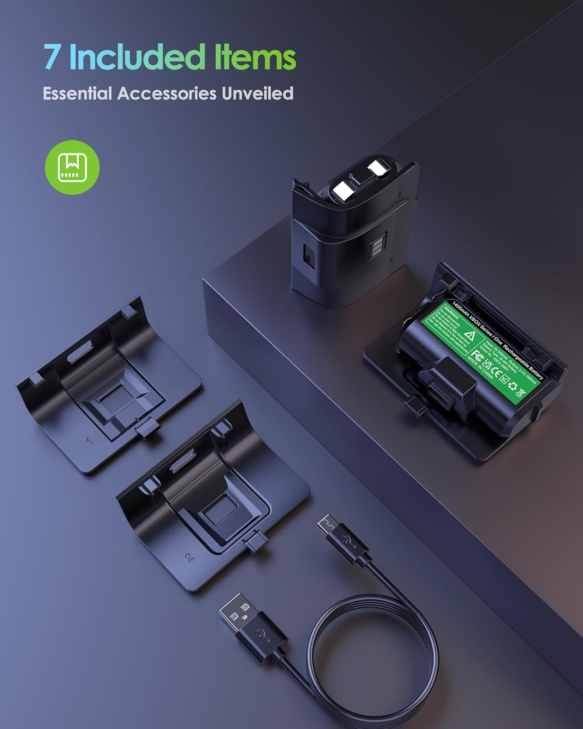 Rechargeable Xbox Controller Battery Pack, Play & Charge Kit for Xbox One/Xbox Series X|S - 40H Playtime, 2.5H Full Charge, with Cover & Charging Cable, Xbox Accessories for Xbox One S/One X/One Elite