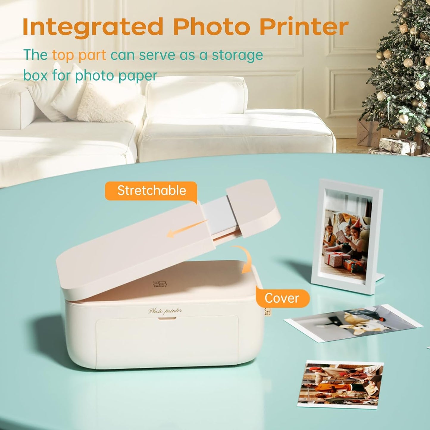 4x6 Photo Printer with 108 Sheets & 2 Ribbons - Dye Sublimation Wireless Portable Photo Printer for iPhone & Android Smartphones, Home & Travel Picture Printing, Ideal Gift, Beige