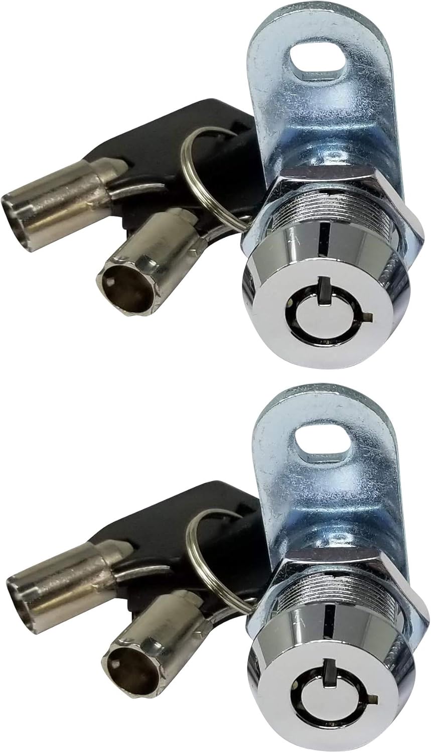 Admiral Locks Tubular Cam Lock, Keyed Alike Removable Key RV Compartment Storage Lock Cabinet Locks (Chrome Pack of 2, 5/8" 90°)