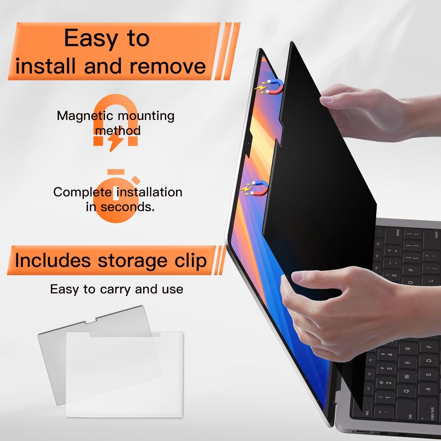 Privacy Screen for MacBook Pro 14 Inch 2021-2024 M4 /M4 Pro /M4 Max /M3 /M3 Pro /M3 Max /M2 Pro /M2 Max /M1 Pro /M1 Max, Magnetic Removable Anti Blue Light Glare Screen Protector