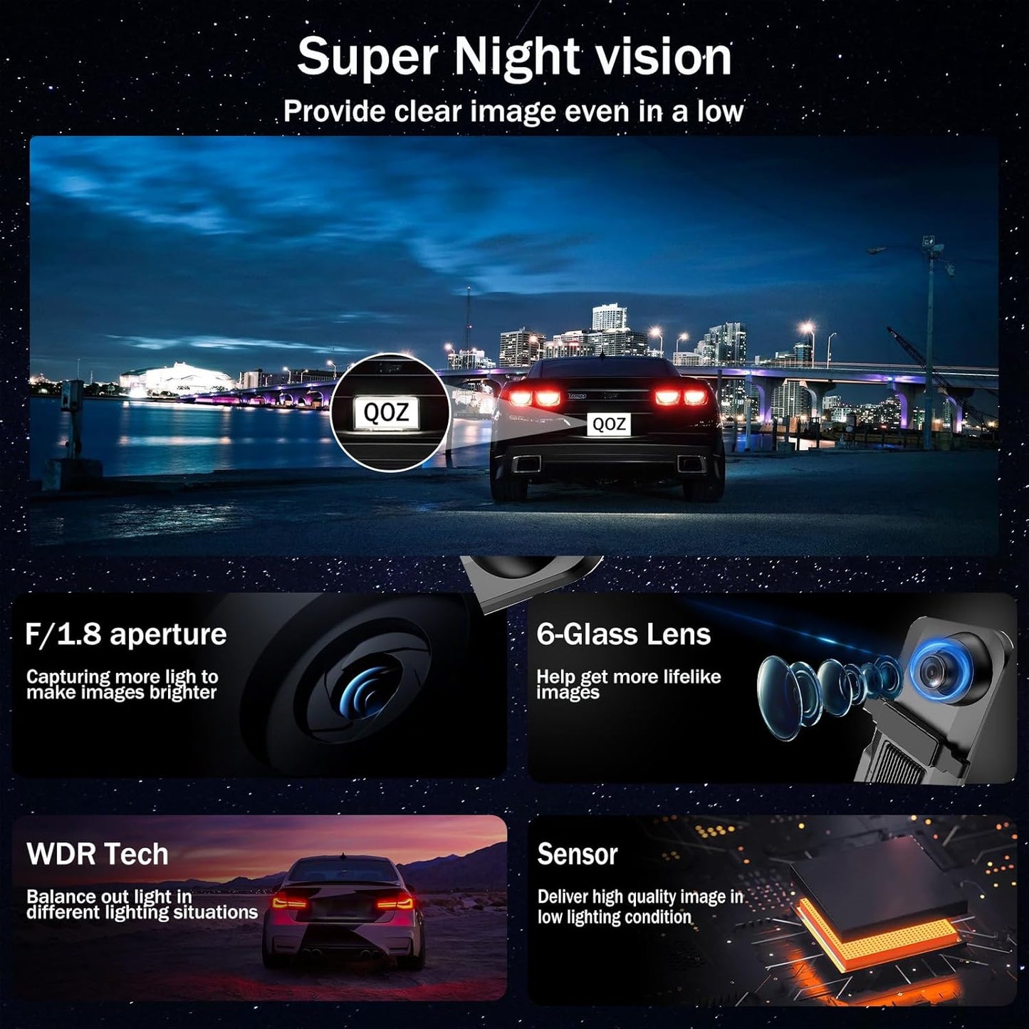 Mirror Dual Dash Camera for Car, Dashcam 4K Front 1080P IMX307 Rear View/ADAS BSD LCA Wi-Fi&APP WDR Night Vision G-Sensor Loop Recording Parking Monitor 64GB Card