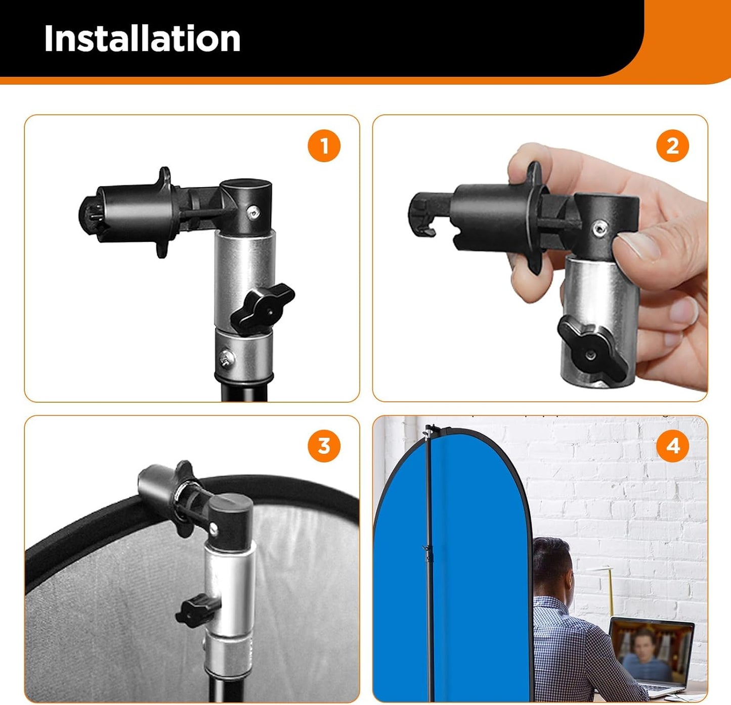 3 Pack Reflector Holder Backdrop Clamp, Sturdy Aluminum Alloy Photography Reflector Disc Holding Positioning Clamp Mount Adapter for Light Stand with 5/8" Stud