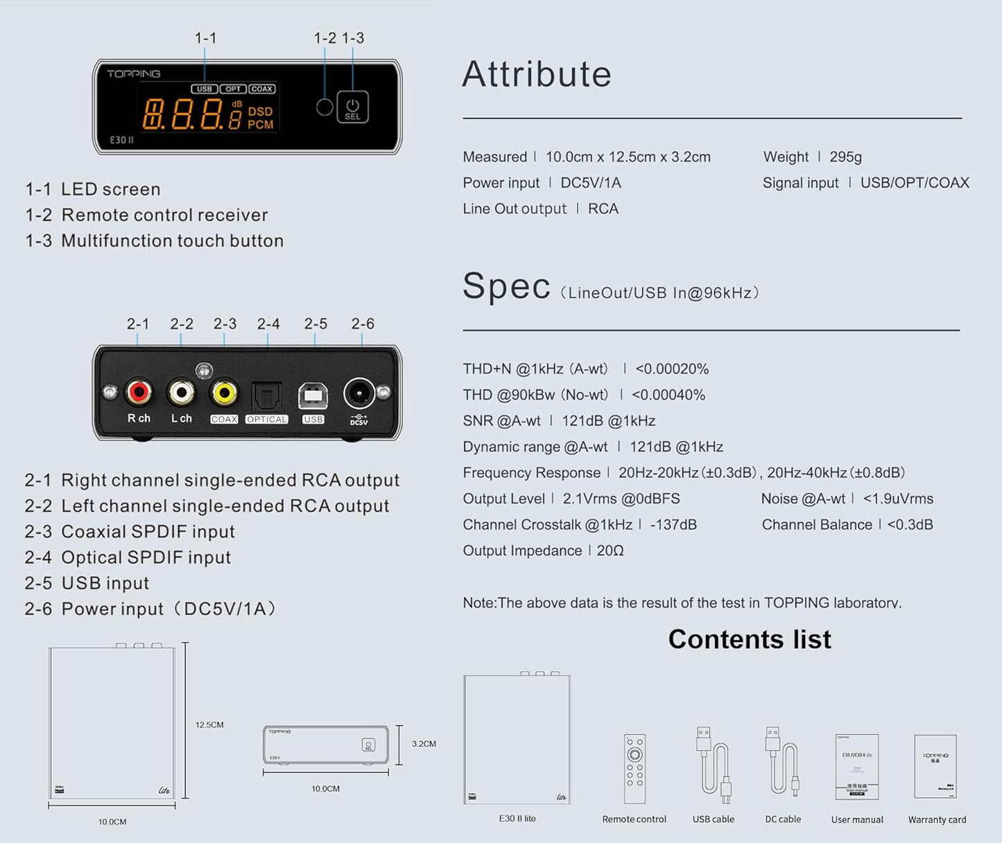 Topping E30II lite DAC Preamp - AK4493S Hi-Res XMOS XU208 DAC 32Bit/768kHz DSD512 DSD Direct Mode for USB/Coax/Opt Inputs RCA HiFi Stereo Digital Audio Decoder(Silver)