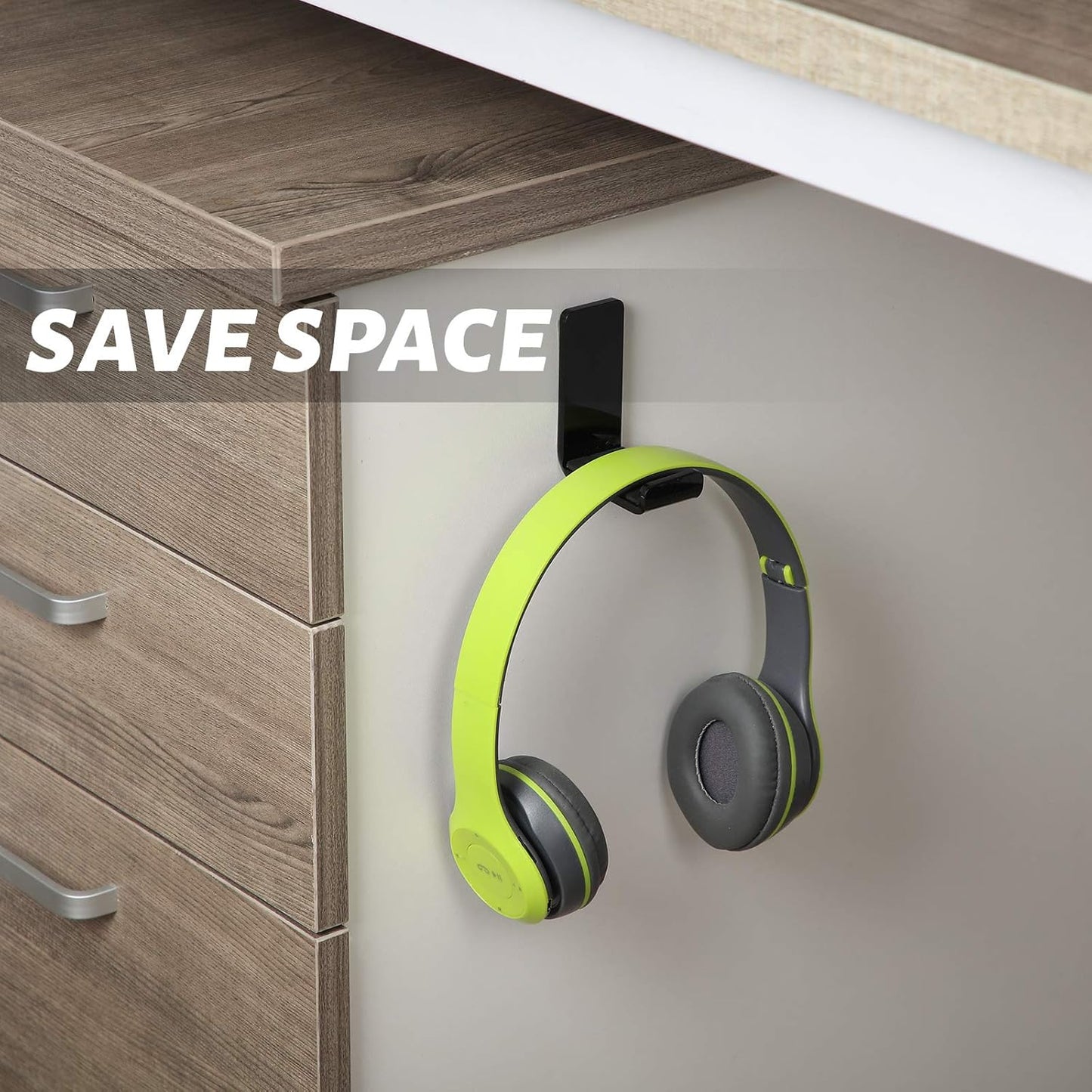 Weewooday 4 Pieces Headphone Hanger Holder Desk Adhesive Headphone Hook Wall Mount Headset Stand Acrylic Holder with Glues for General Purpose Game Earphone(Black)