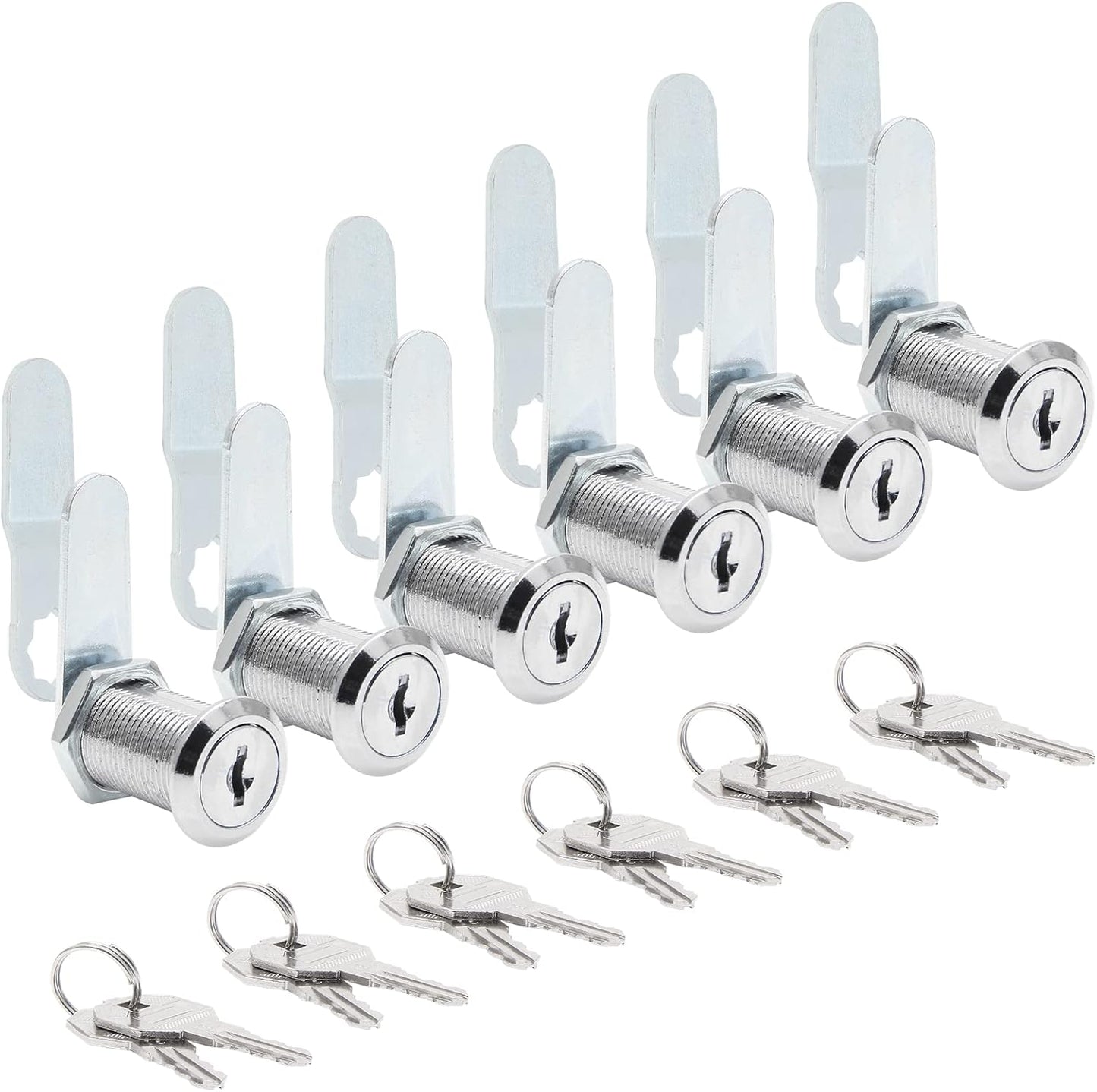 Uenhoy 6 Pack Cam Locks Keyed Alike, 1-1/8" (30mm) Set for Drawers, Mailbox, Tool Box, RV, File Cabinet Locks with Keys