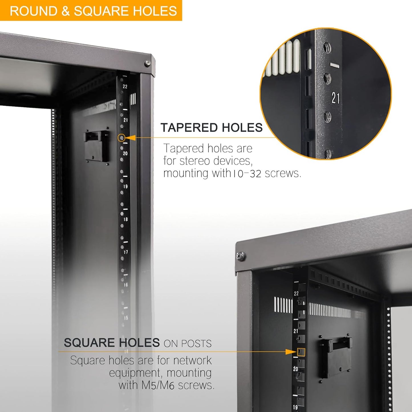 RIVECO 9U Network & Audio Rack with Feet & Wheels, Obtuse Angel Server Rack Cabinet, Rolling Studio Rack Case with Adjustable Depth Rails for 19" Stereo Recording & IT Equipment Mounting 1PCS