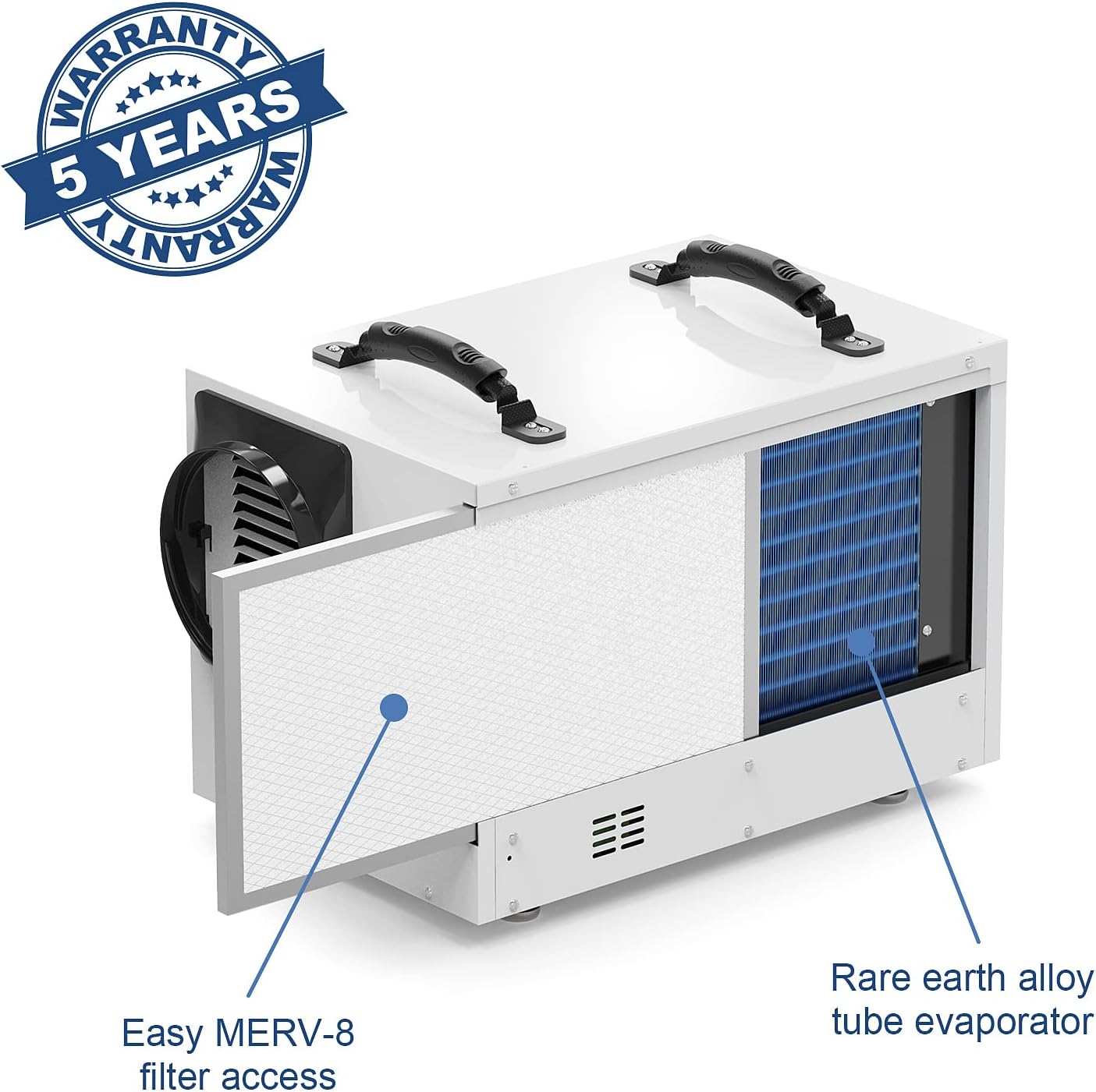 ALORAIR 120 Pints Commercial Dehumidifier for Crawl Spaces & Basements with Drain Hose, Compact Dehumidifiers for Home and Industry Water Damage, Auto Defrost, 5-Year Quality Coverage