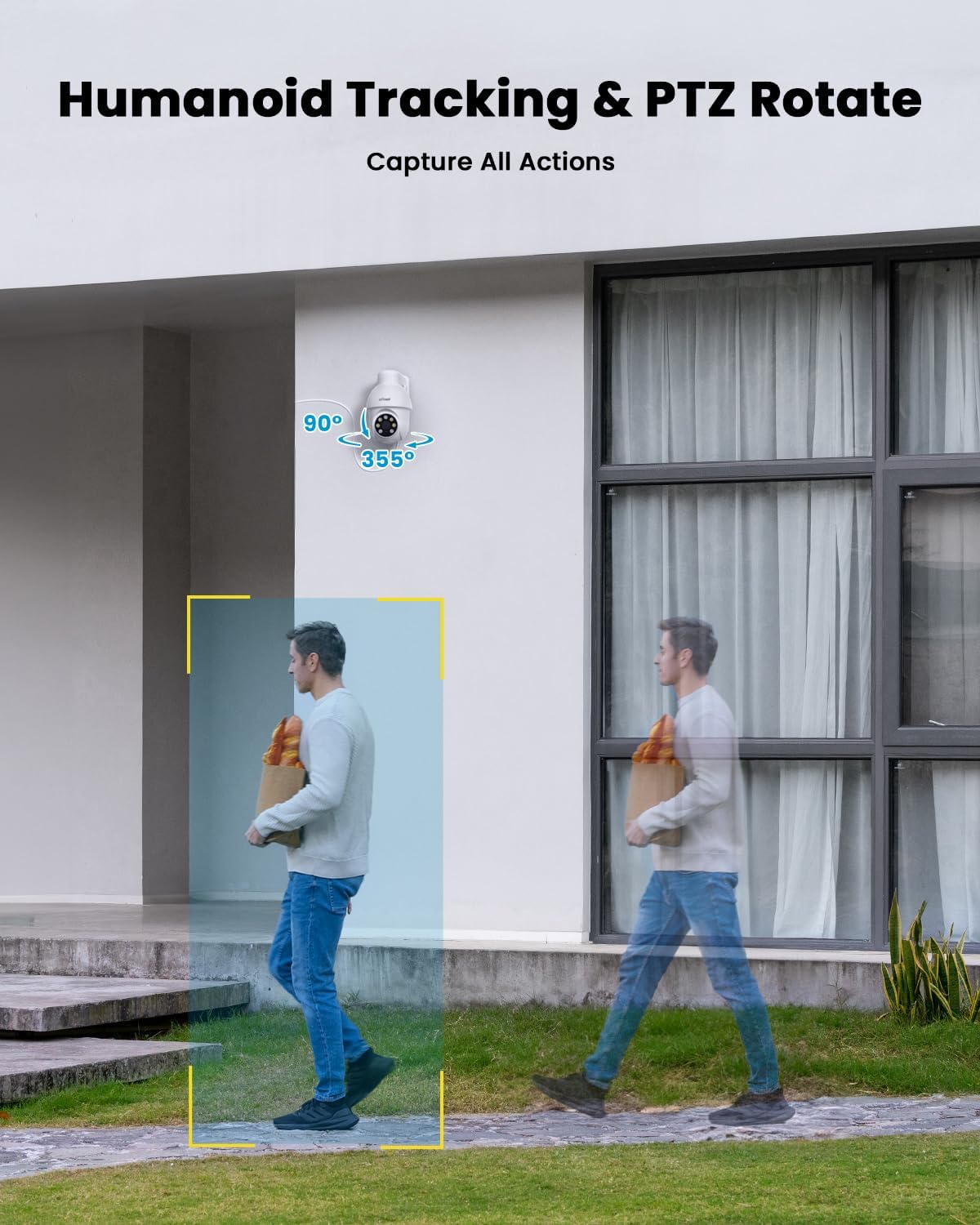 ieGeek 8MP PoE Security Camera System, 4pcs Wired Outdoor Cameras for Home Security with 355°Pan 90°Tilt, 8CH NVR with 2TB HDD, Automatic Human Tracking,AI Detection,2-Way Audio,Color Night Vision