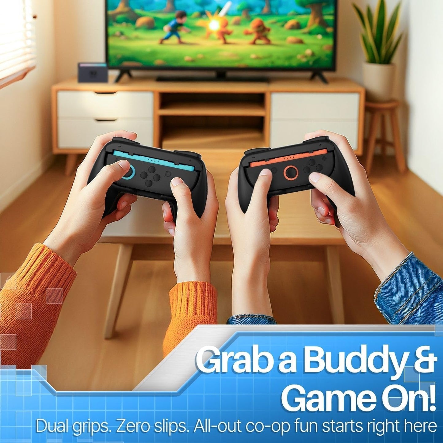 TNP JoyCon 2 Grips for Nintendo Switch 2 2025 - Ergonomic Joy Con Grip Handle Kit - Comfortable Anti-Slip Controller Kit Accessory for Nintendo Switch 2 New Gen Joy-Con Controller, 2 Pack, Black