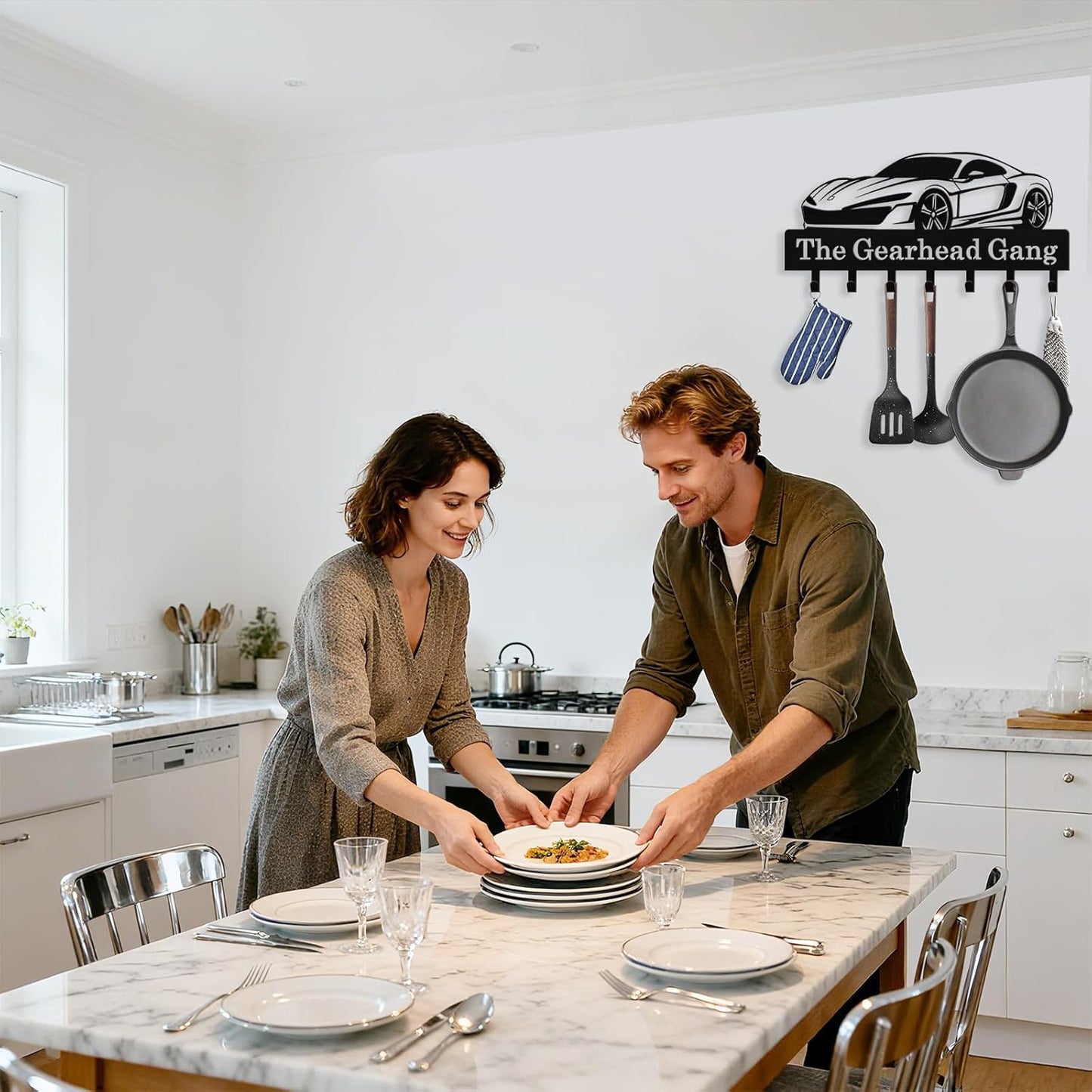 Personalized Car Key Holder Wall Mount, Custom Metal Key Rack Key Holder with Name, Deer Cabin Wall Keys Hanger with Hooks for Entryway, Front Door, Hallway, Kitchen, Living Room