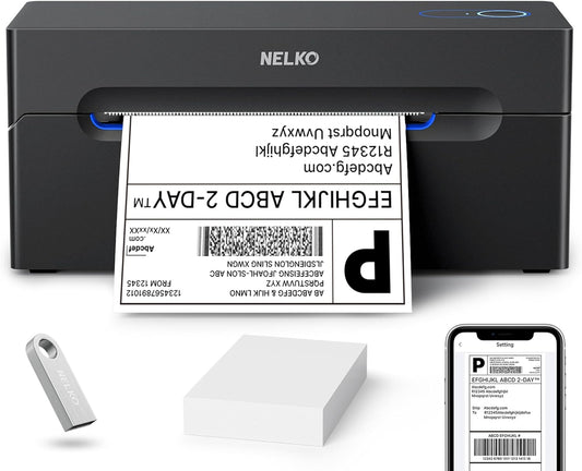 Nelko Bluetooth Thermal Shipping Label Printer, Wireless 4x6 Shipping Label Printer for Small Business, Support Android, iPhone and Windows, Widely Used for Amazon, Ebay, Shopify, Etsy, USPS