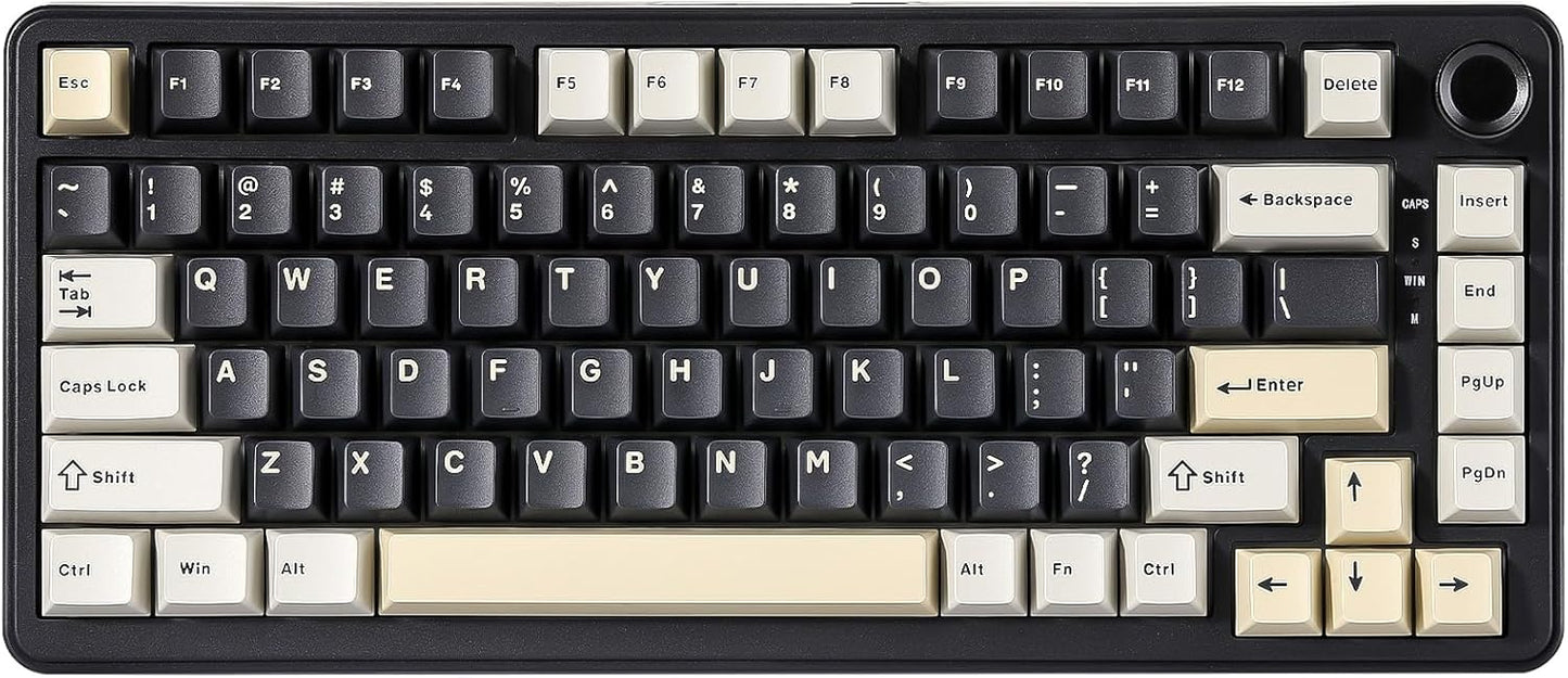 YUNZII B75 Mechanical Keyboard,75% Layout with Knob,Hot Swappable RGB Backlit Gasket Mounted, Creamy Typing, Double-Shot PBT Keycaps,Cherry Profile,for Win/Mac (Black, Blue Grey Tactile Switch)