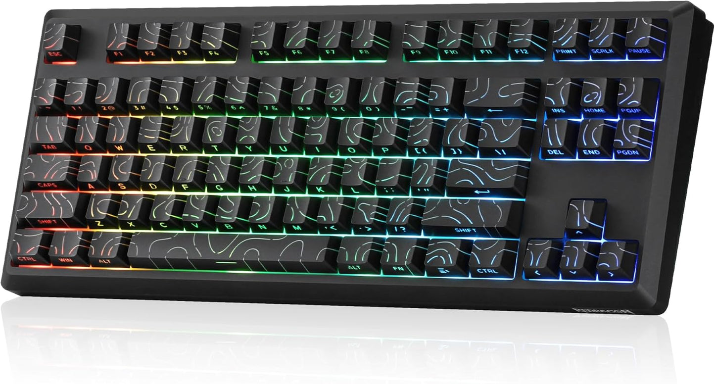 Redragon K737 PRO Wireless 87 Keys Gasket Gaming Keyboard, 80% Premium CNC Aluminum Mechanical Keyboard, Hot-Swap South-Facing LED Socket, 5-Layer Noise Dampening, Side-Printed PBT Contour Line Keycap
