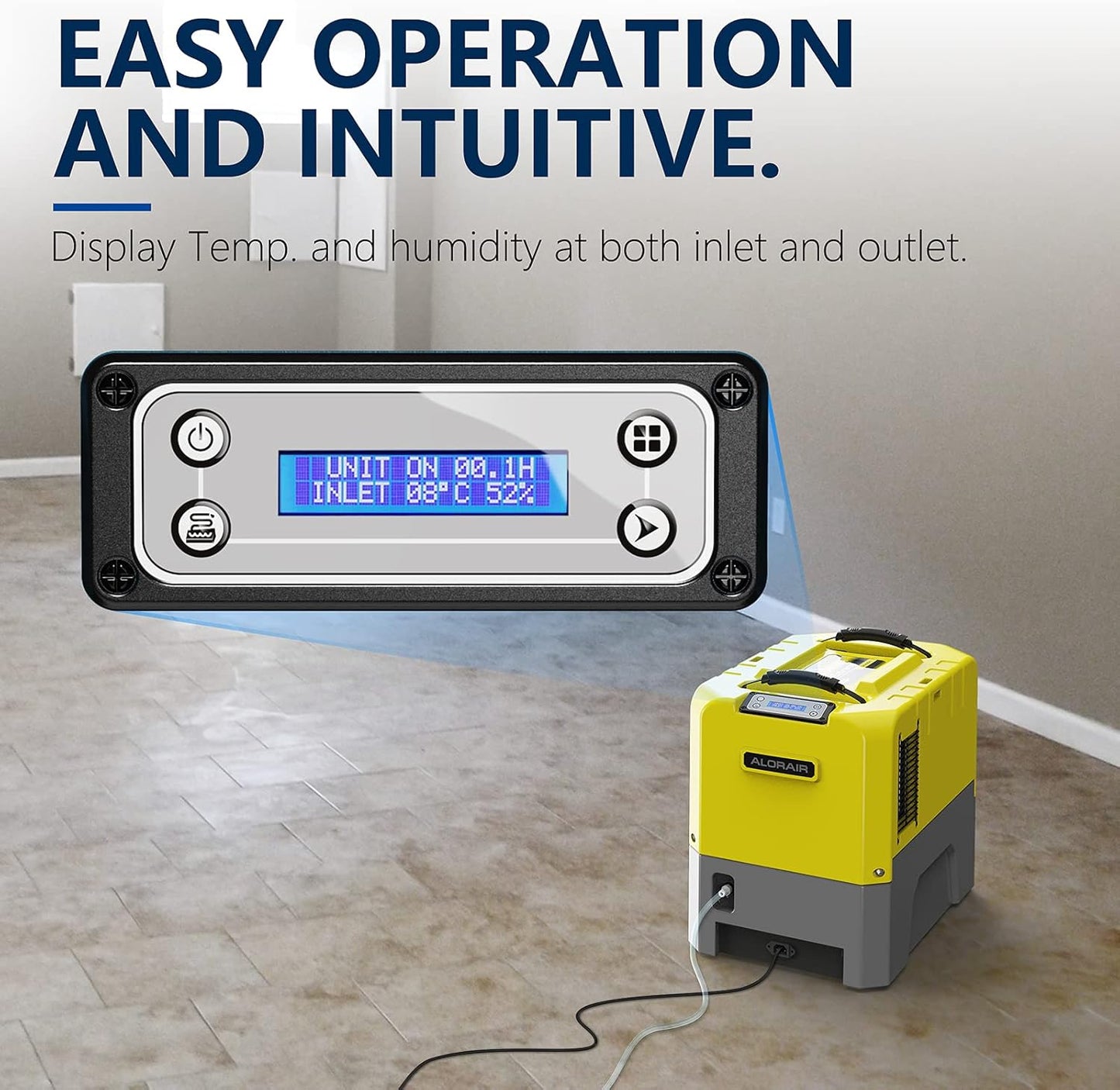 ALORAIR 180 PPD Commercial Dehumidifier with Pump Drain Hose, LGR Dehumidifiers for Basement Warehouse & Job Sites, Crawl Space Dehumidifier for Water Damage Restore, 5-Year-Limited Warranty, Yellow