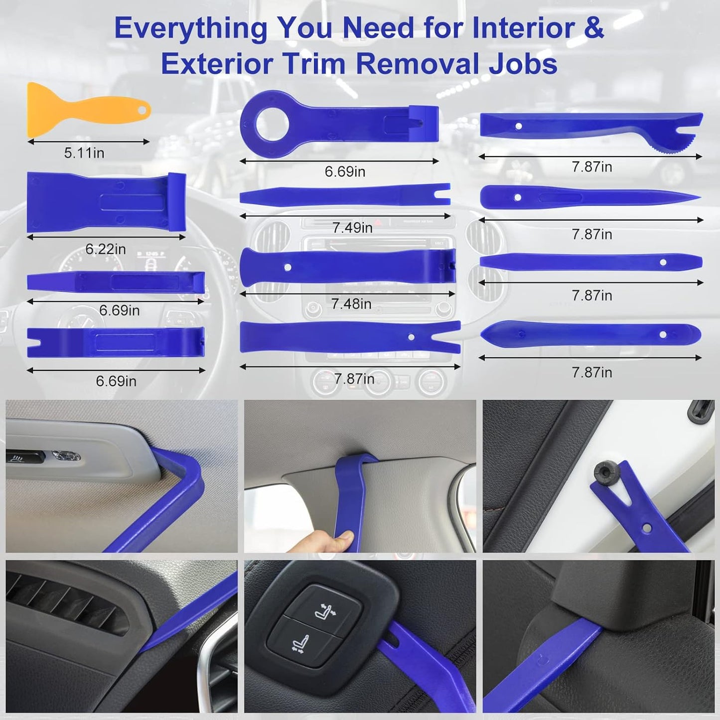 Trim Removal Tool Kit 250Pcs Car Removal Tool Kit Pry Tool Set Auto Clip Pliers Panel Door Radio Dash Window Bumper Adhesive Cable Clips Retainer Clip Set Terminal Removal Tool Set Fastener Remover