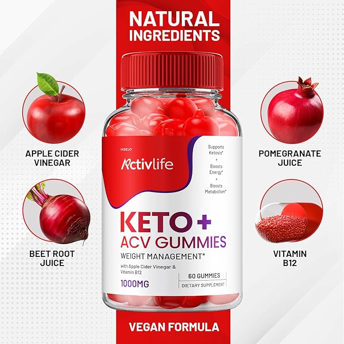 ActivLife Keto ACV Gummies - Active Life Keto Apple Cider Vinegar Gummies, ActivLife Keto + ACV Weight Management Gummies ActiveLife Advanced 1000mg Formula (3 Pack - 180 Gummies)