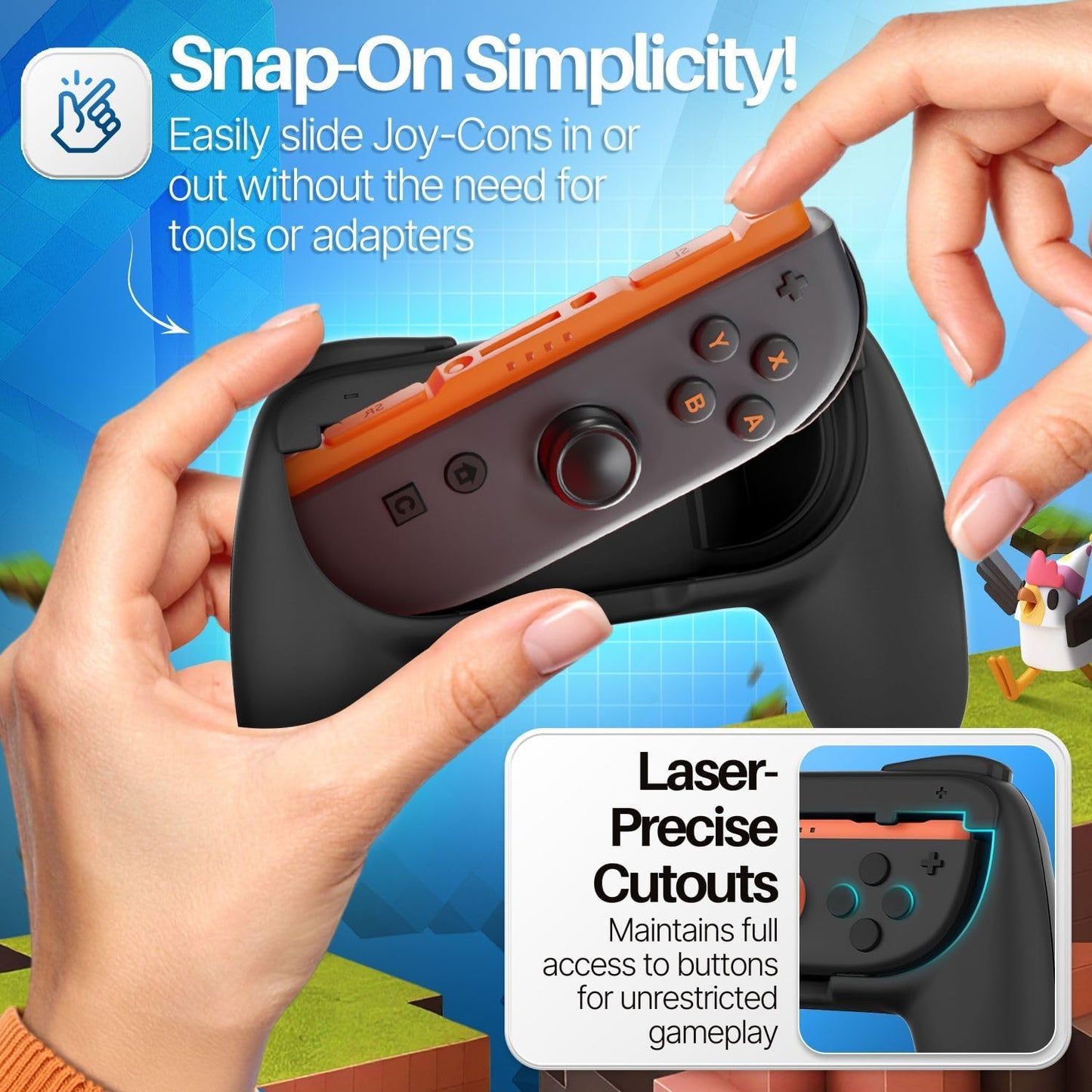 TNP JoyCon 2 Grips for Nintendo Switch 2 2025 - Ergonomic Joy Con Grip Handle Kit - Comfortable Anti-Slip Controller Kit Accessory for Nintendo Switch 2 New Gen Joy-Con Controller, 2 Pack, Black