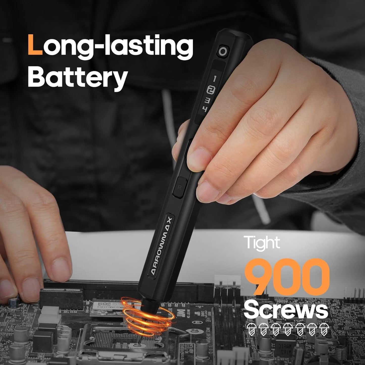 AM ARROWMAX Electric Screwdriver, Precision Screwdriver w/ 34 Magnetic Bits, 4 Torque Settings, Red Dot, IF Winning Design, Rechargeable Mini Repair Tool Kit for Phone, Laptop, Camera (SES) Black