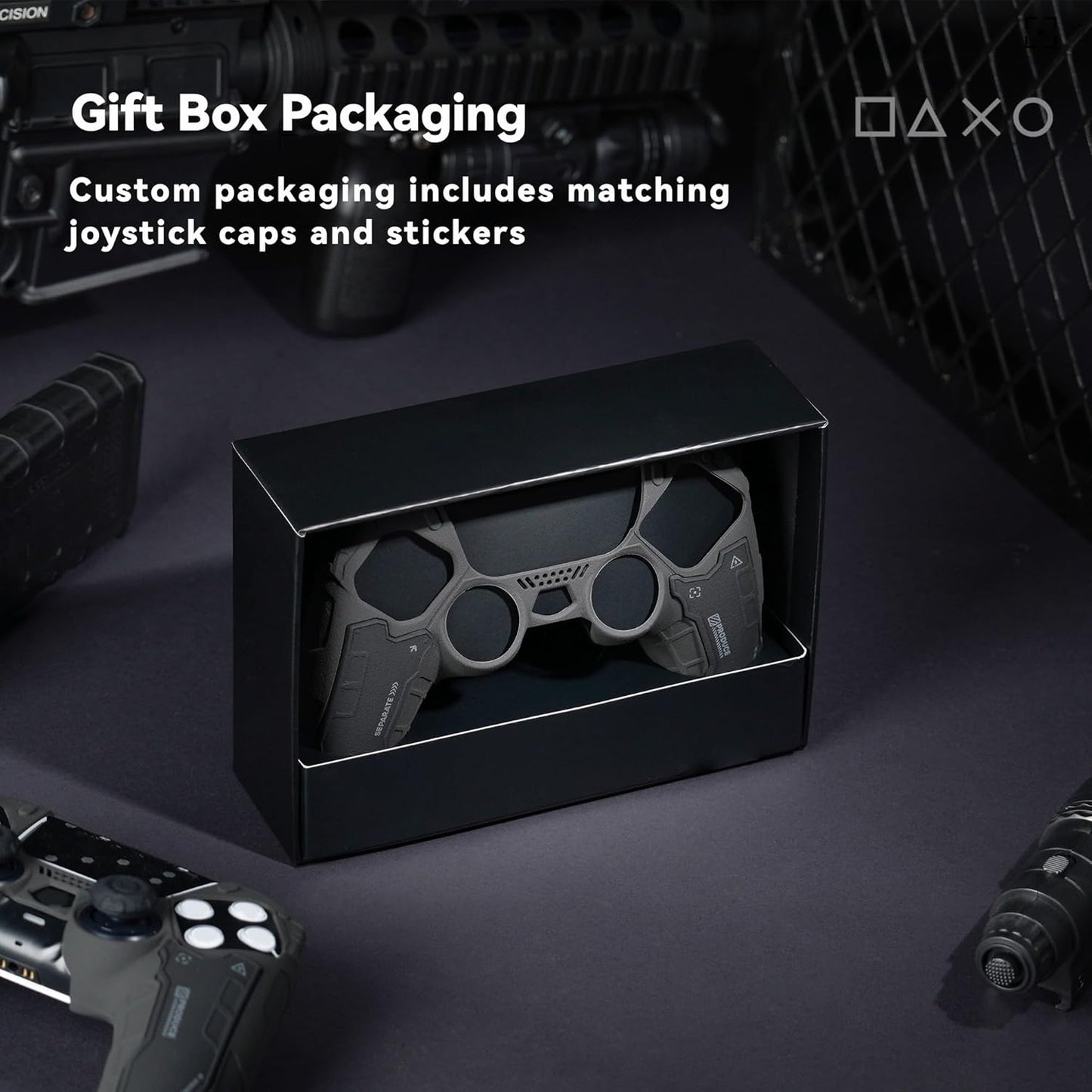 GeekShare G.S.TAC Tactical PS5 Controller Skin Set, Anti-Slip Silicone Protective Cover Skin Case for PS5 Wireless Controller with 2 Thumb Grip Caps and 2 Stickers - for Black Myth: Wukong