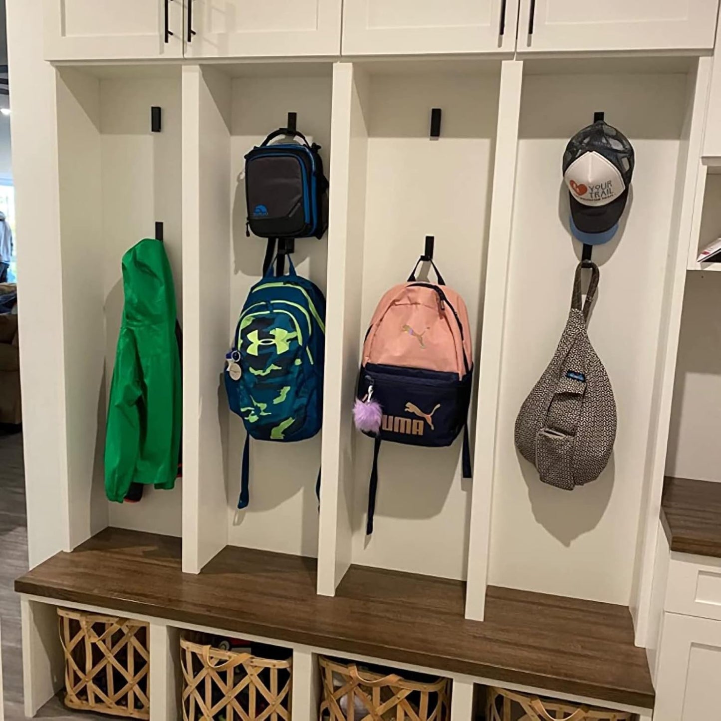 Folding Coat Hooks, Foldable Wall Hooks for Hanging Aluminum Alloy Cloth Coat Hanger Headphones Holder Headset Wall Hanger Hook- Pack of 12 (Black)