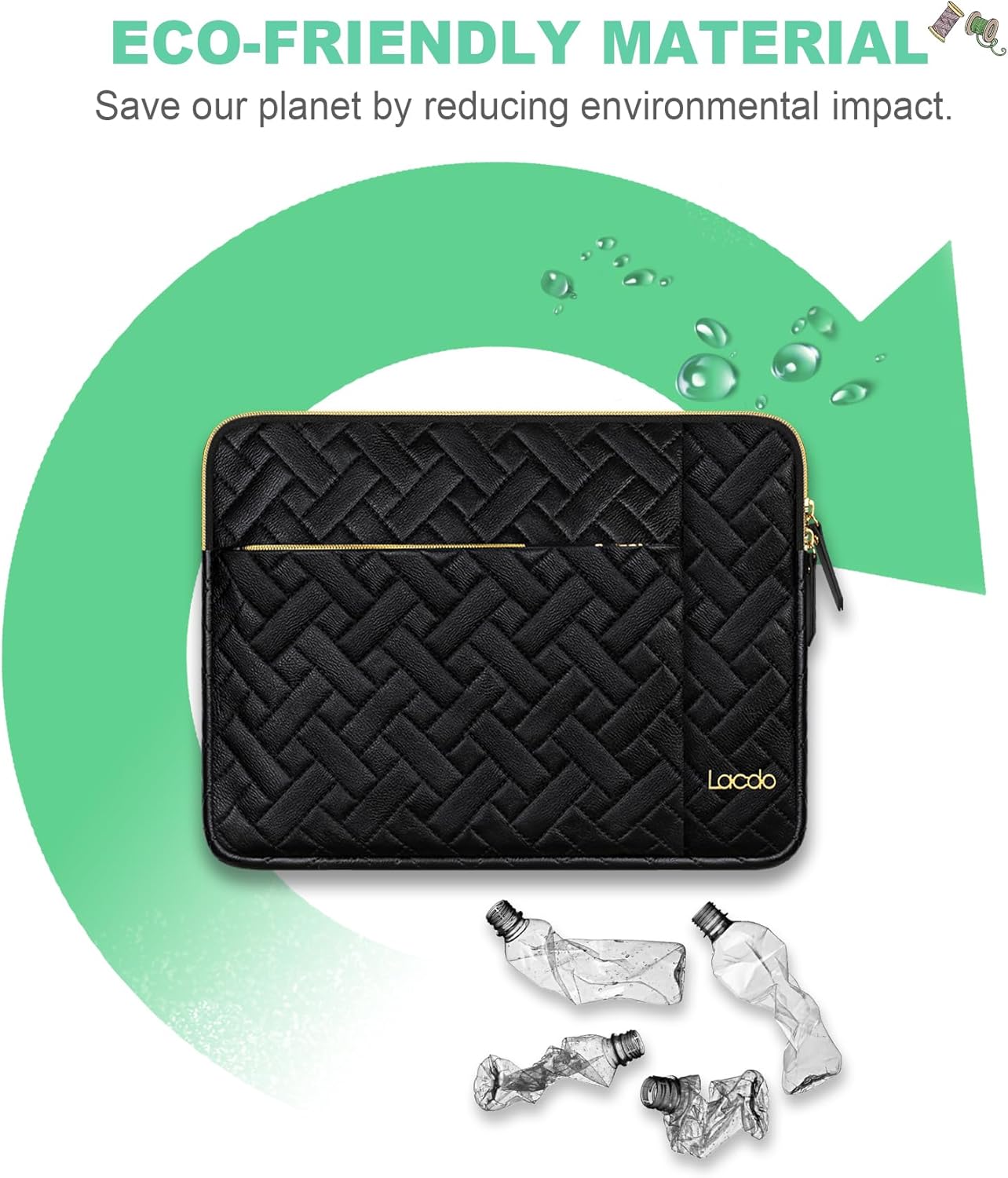 Lacdo 13 Inch Laptop Sleeve Case for 13 inch New MacBook Air M4 A3240 2025, M3 A3113, M2 A2681, M1 A2337 A2179 A1932 2024-2018 | 13" MacBook Pro M2/M1 A2338 A2251 A2289 Computer Bag, Elegant Black