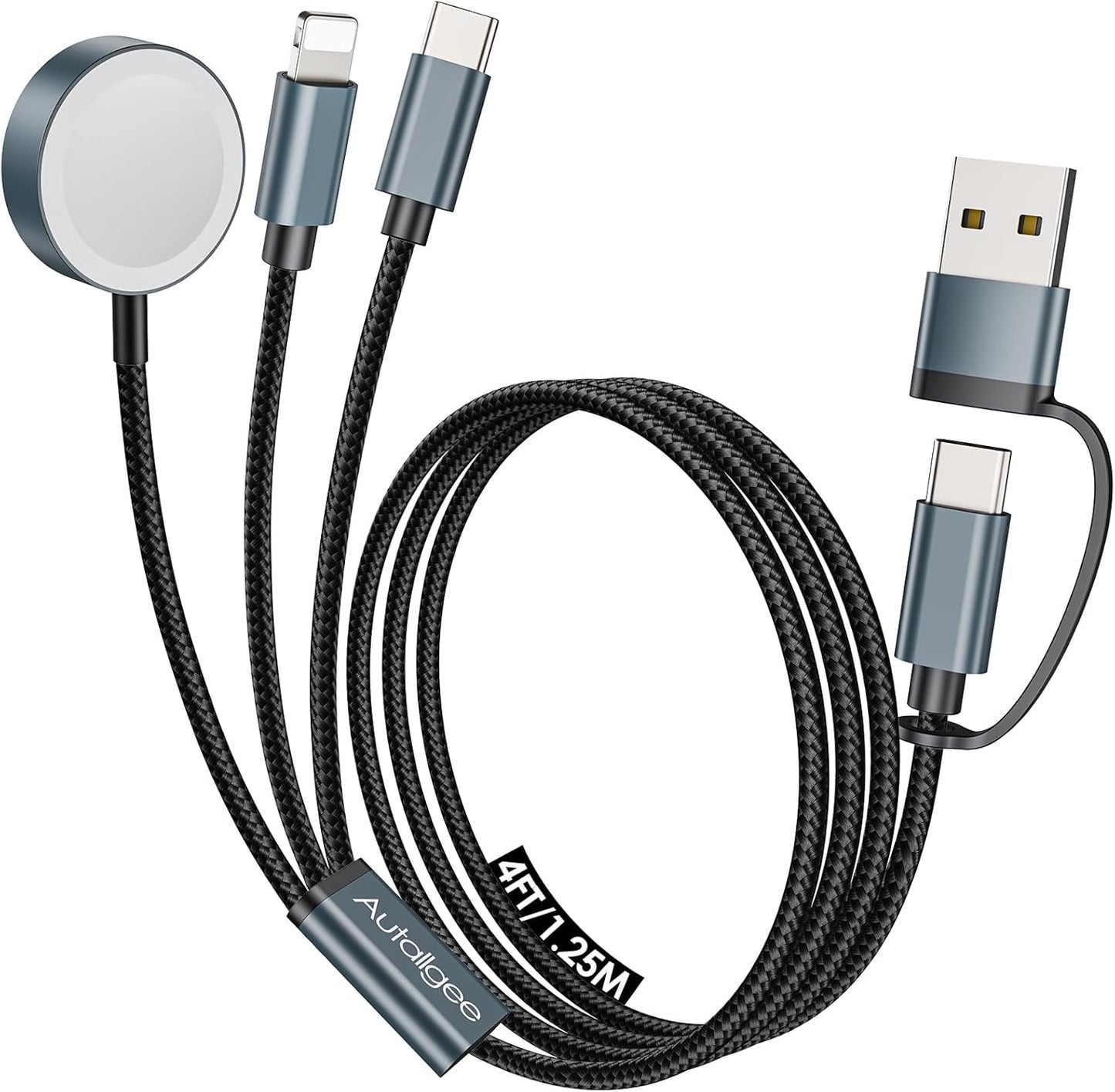 Travel Essentials for Apple Watch Charger,3 in 2 USB C Cable for Multi Charging Cable Cord,Camping Essentials Portable Designed for iWatch &Phone 16-12-4FT ﻿