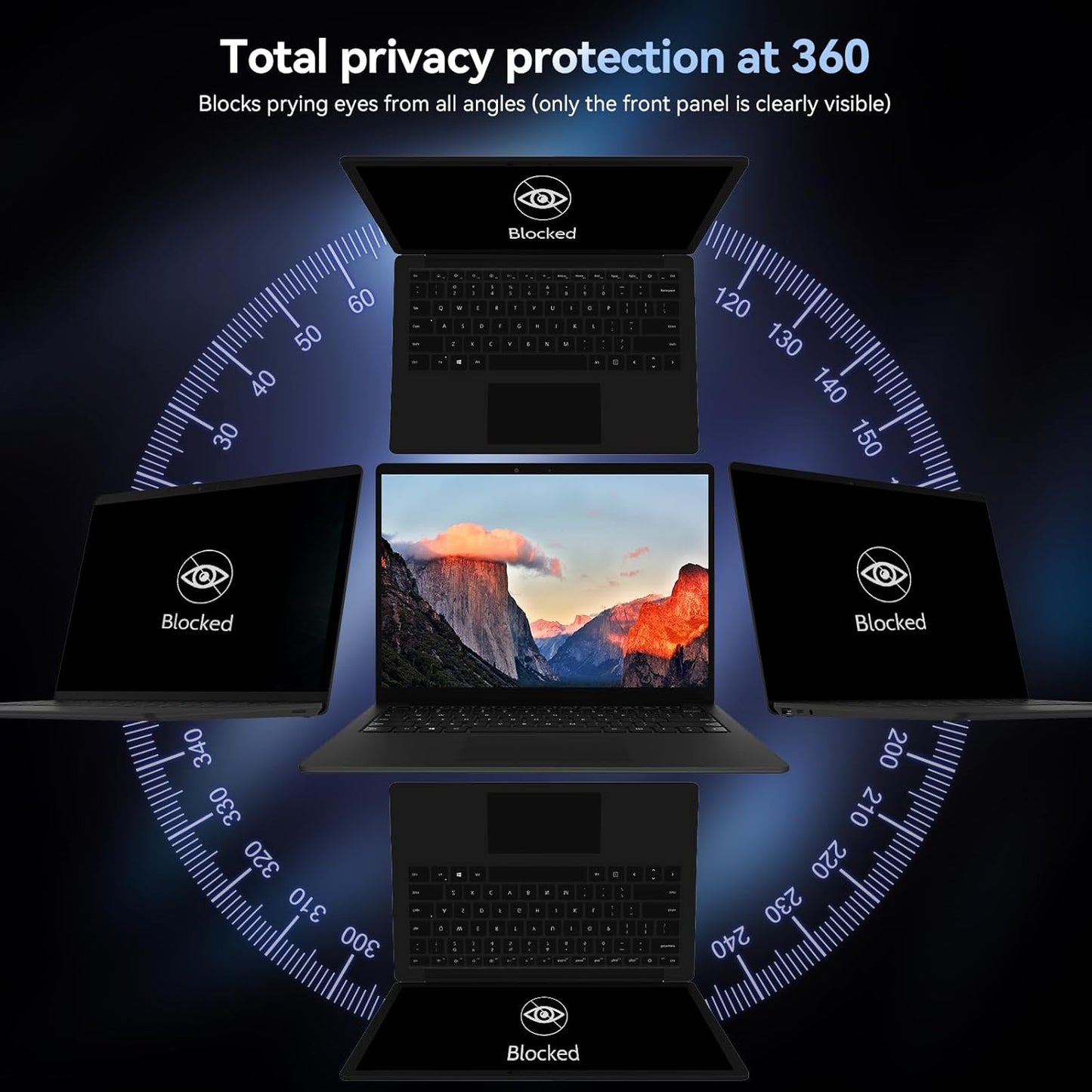 360° Laptop Privacy Screen 15.6 Inch for 16:9 Computer, 15" Monitor 4 Way Privacy Anti Glare Protector Blue Light Filter Shield Film Compatible with Lenovo/Hp/Dell/Acer/Asus/Thinkpad/Envy/Toshiba