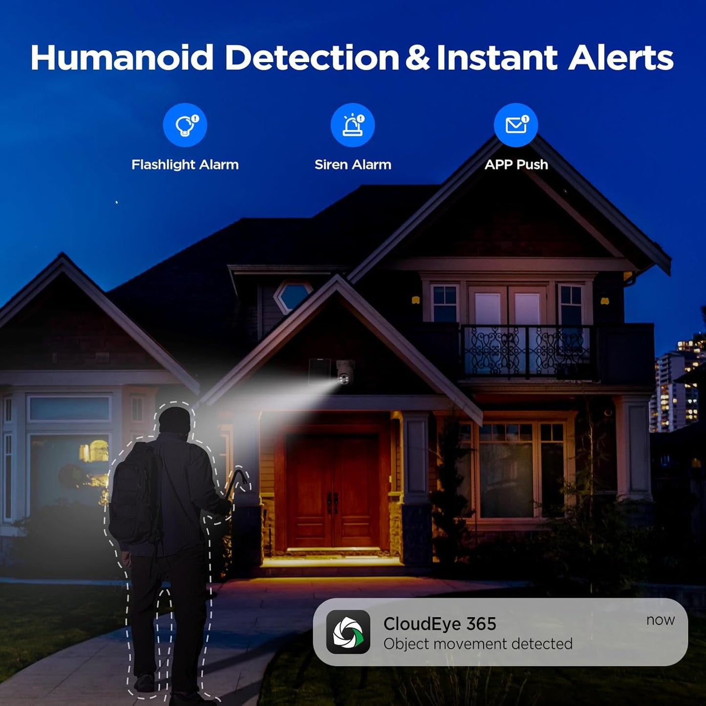 Camcamp 4MP Battery Powered WiFi Camera with Solar Panel, Spotlight, PTZ, 2-Way Audio, Smart Human Detection, Cannot Work Alone, Only Compatible SC23 Solar Security Camera System