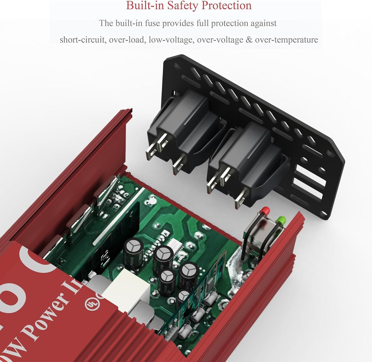 Pro Chaser 400W Car Power Inverter 12V DC to 110V AC Car Truck RV Inverter 6.2A Dual USB Charging Ports for Road Trips (Type C Adaptors Included) (Red)