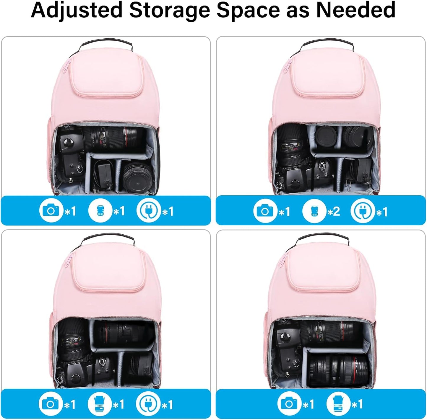 MOSISO Camera Sling Bag, DSLR/SLR/Mirrorless Camera Case Crossbody Photography Backpack with Tripod Holder&Removable Modular Inserts&PU Handle Compatible with Canon/Nikon/Sony, Pink