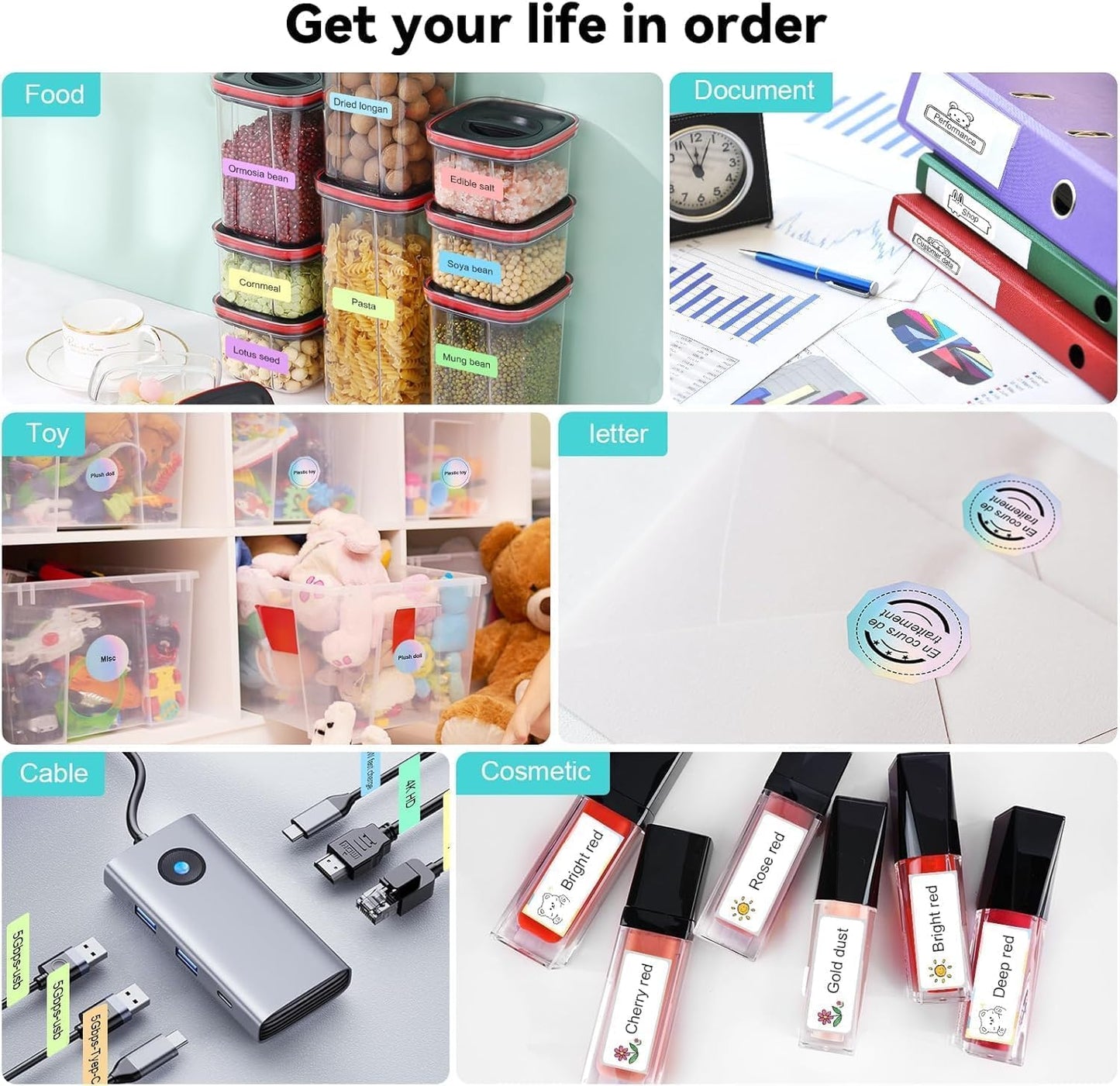 Label Maker Machine - Portable Bluetooth Mini Label Printer - Smartphone Handheld Thermal Sticker Small Labeler Multiple Templates Font Icon Inkless Custom Label for Home Kids School Items