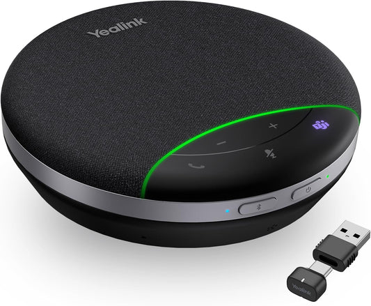 Yealink SP92 Bluetooth Speakerphone with Dongle Conference Speaker and Microphone Full-Duplex Noise Reduction 20h Teams Call 278g Wireless Portable Design Suit for 4-6 Meeting Room