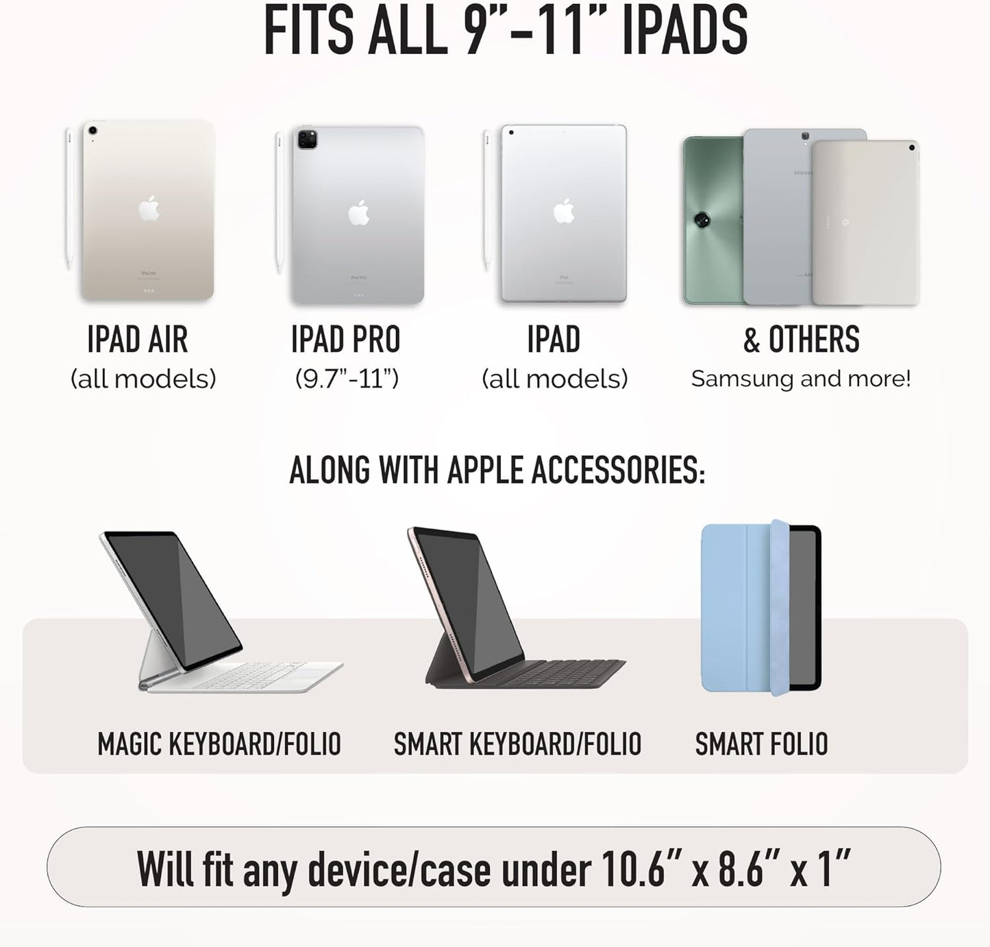 Vandel - The Original Puffy iPad Sleeve 9-11 Inch Tablet Sleeve, Beige i Pad Case for Women and Men, Cute iPad Air Pouch, 9 10 Inch, 11 Inch Bag