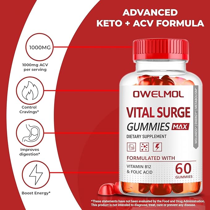 Vital Surge Gummies for Men Supplement, Vital Surge MAX Strength VitalSurge Advanced Formula, VitalSurge Advanced Health Wellness Support Gummies(60 Gummies)