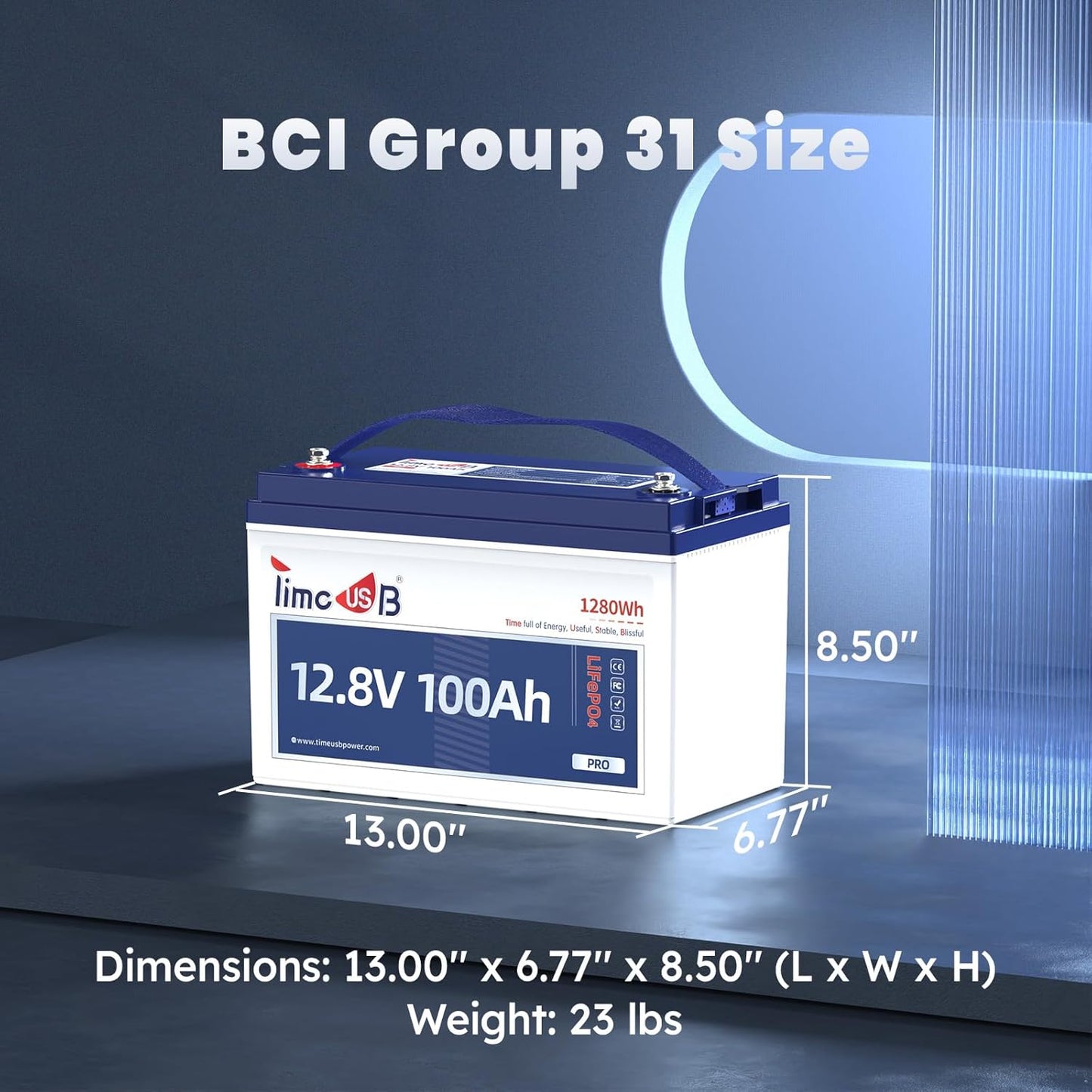 12V 100Ah Pro LiFePO4 Battery, Grade A Battery Cells, 3 Pack Group 31 Deep Cycle Lithium Battery, Built-in 100A BMS,10-Year Lifetime, Perfect for RV, Solar Home System and Off-grid Application