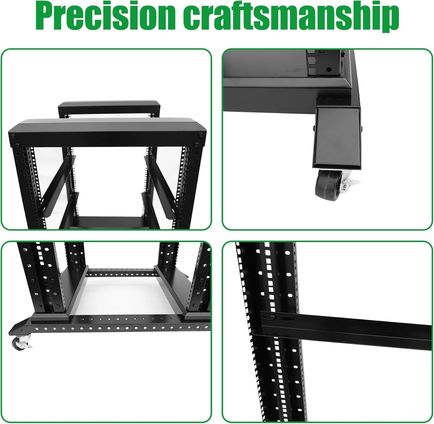 42U Server Rack/4-Post 19in Network Rack/Open Frame Rack with Wheels, Heavy-Duty Frame Cabinet/Adjustable Depth 24-22in GLOBALRACK，(4POST-800-42U)