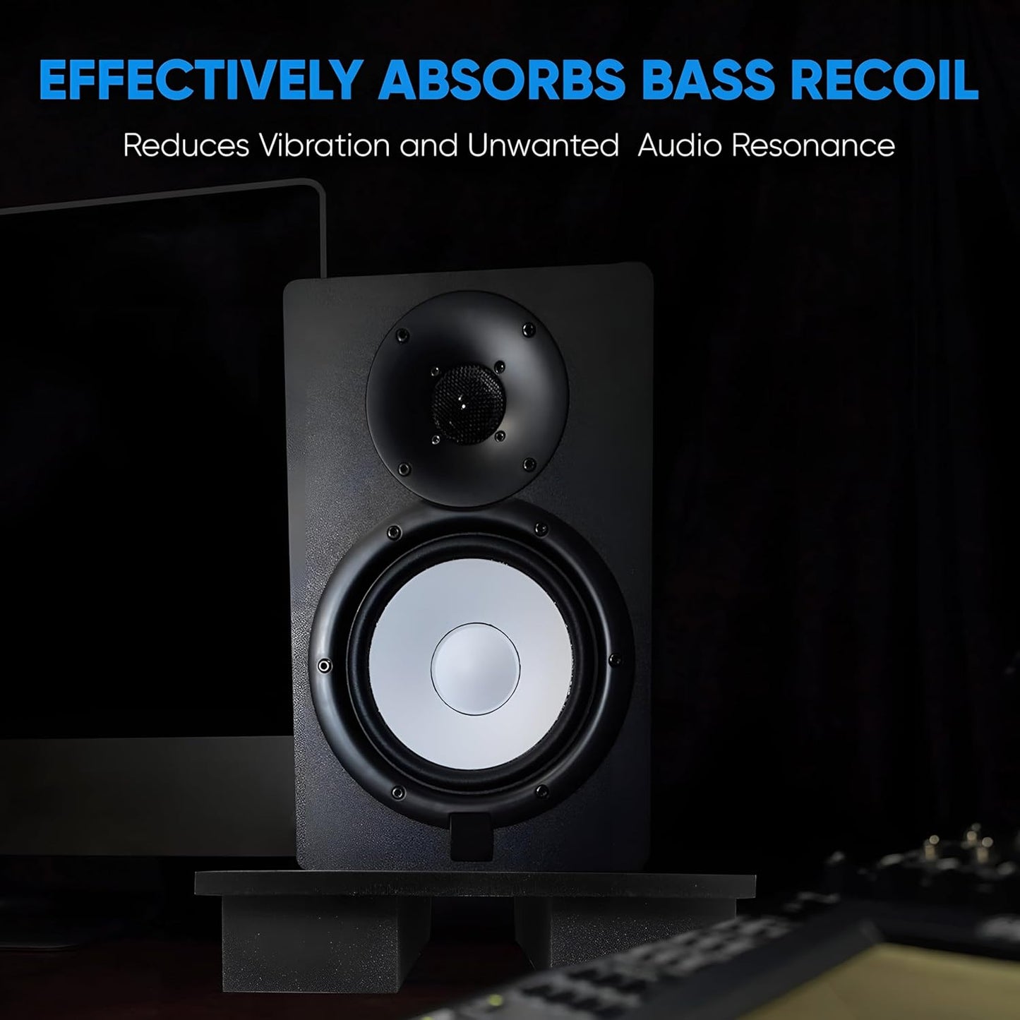 Pyle Sound Dampening Speaker Riser Foam - Audio Acoustic Noise Isolation Platform Pads Recoil Stabilizer w/ Rubber Base Pad For Studio Monitor, Subwoofer, Loud Speakers - PSI21 (22.3 x 15 x 3 Inch)