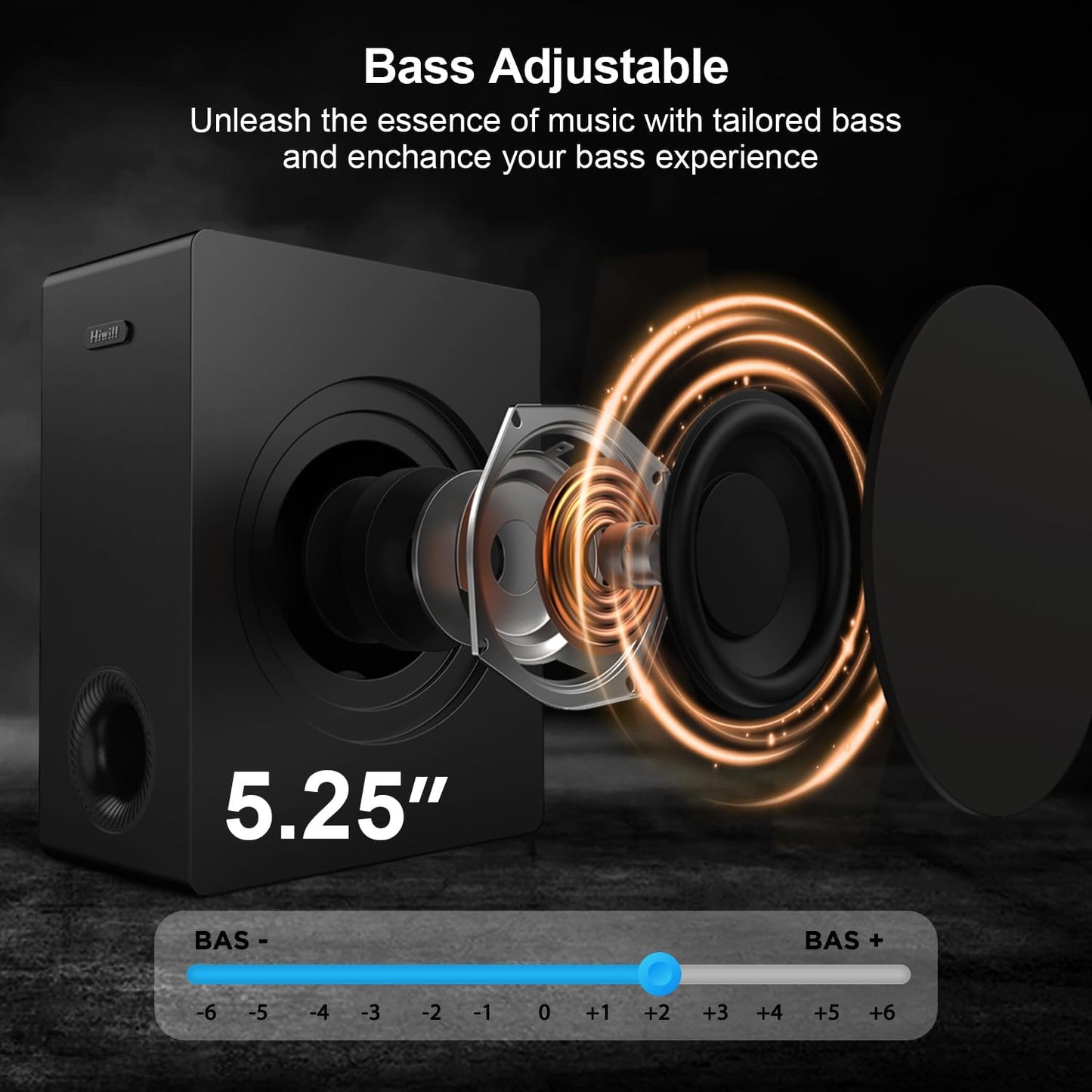 Hiwill 2.1CH Dolby Atmos Soundbar with Subwoofer, 200W Peak Power, Home Theater Sound Bar for Smart TV, Adjustable Treble and Bass, Clear Dialogue, HDMI eARC/ARC/Opt/BT/AUX, HiElite A21