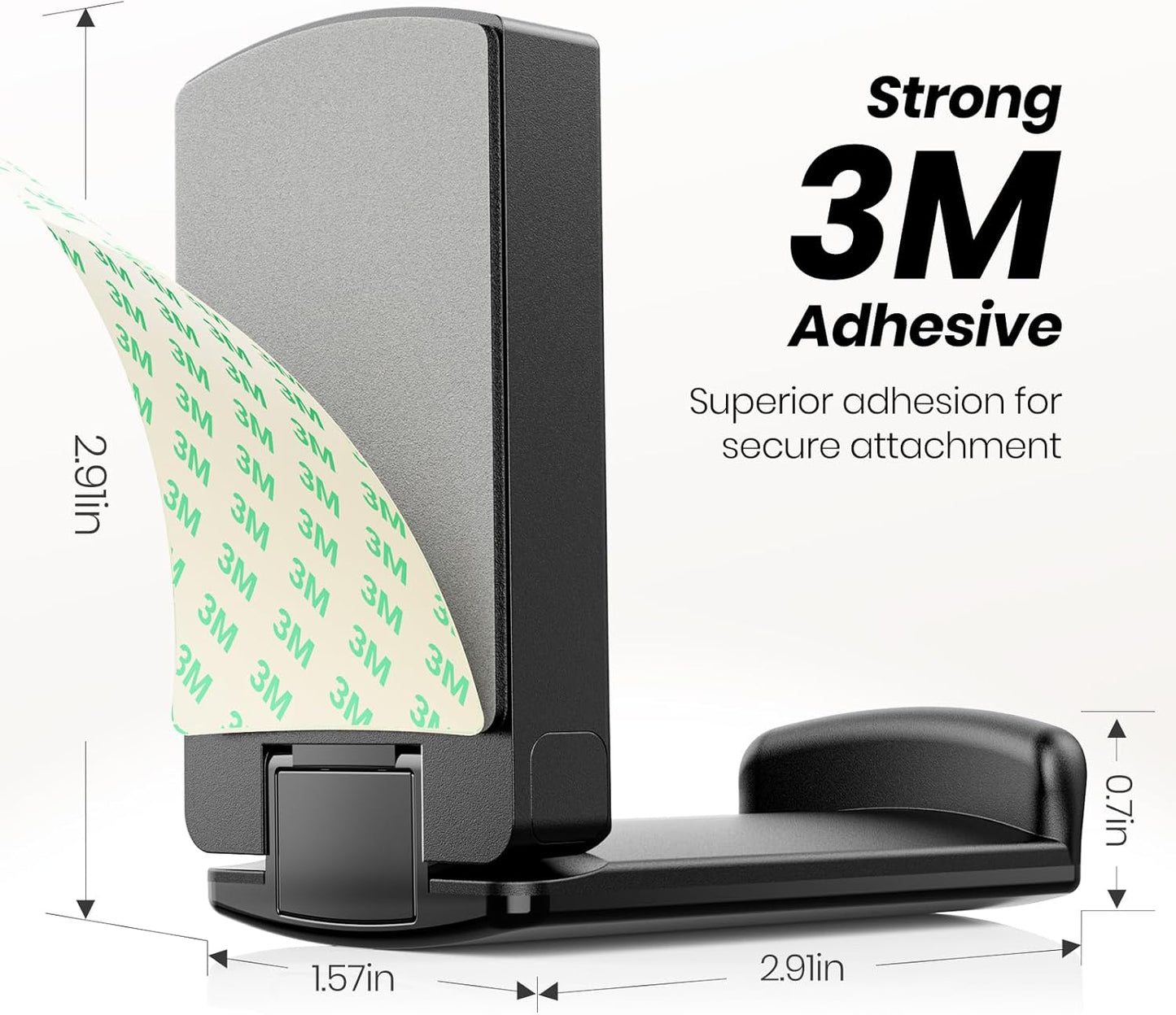 Sticky Headphone Stand Controller Holder - EURPMASK Upgraded Adhesive Gaming Headset Hook, Headphone Holder for Desk with Soft Rubber Pads, Universal PC Gaming Accessory Controller Headset Stand,Black