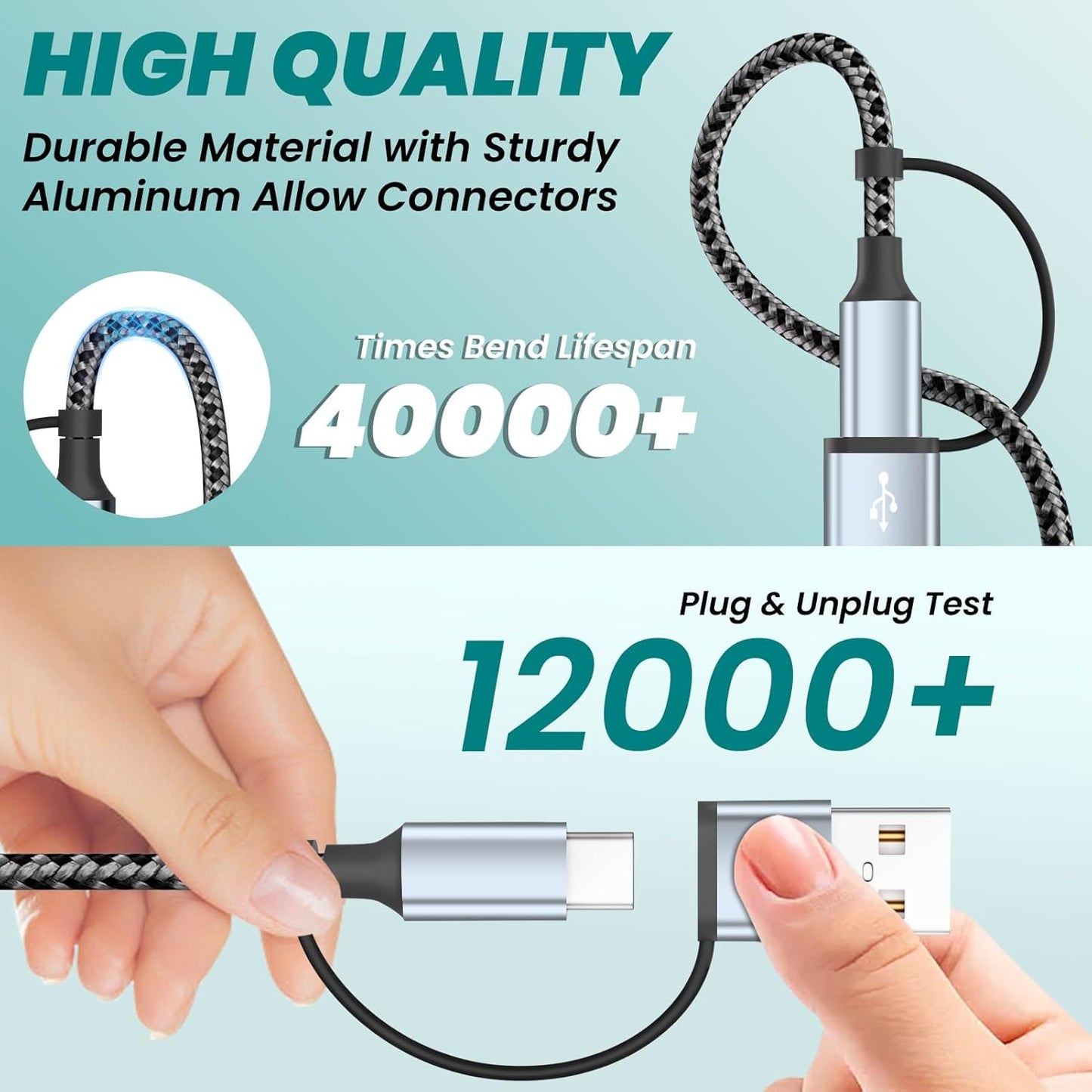 Travel Essentials 4 in 2 Multi Charging Cable for iWatch Charger(2Pack 5FT),USB A/USB C Multiple Charger Cable/Cord for All Devices Compatible for iWatch Ultra/SE/10-1,iPhone 16-11, Android,More