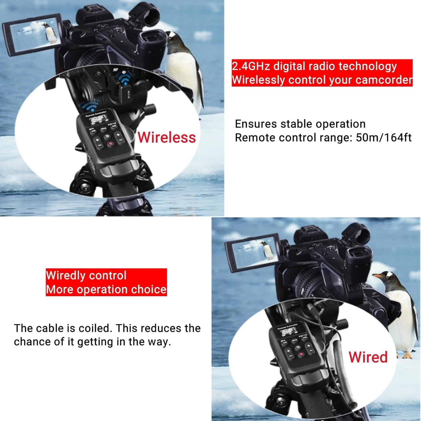 Wireless LANC Controller Camcorder Remote Control for Canon G70 XA11 XA50 XA55 XF405 G60 G26 for Sony Z150 NX100 NX70 NX80 NX3 NX200 Zoom Controller for LANC or Remote Jack (2.5 mm)
