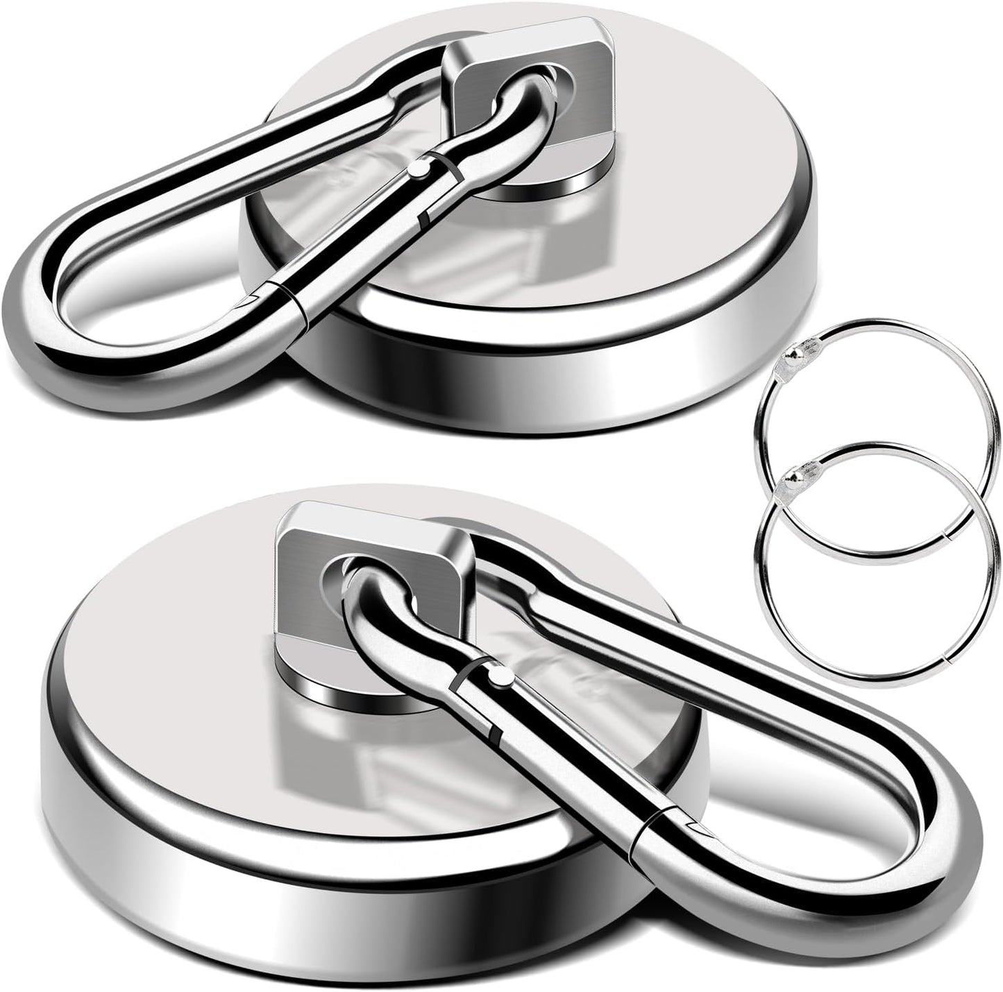 LOVIMAG Magnetic Hooks Heavy Duty, 200LBS+ Super Strong Magnetic Hooks Cruise, Powerful Neodymium Magnets Hook with Swivel Carabiner Hook for Hanging, Kitchen, Cruise Cabins, Grill, Tool Room-2 Pack