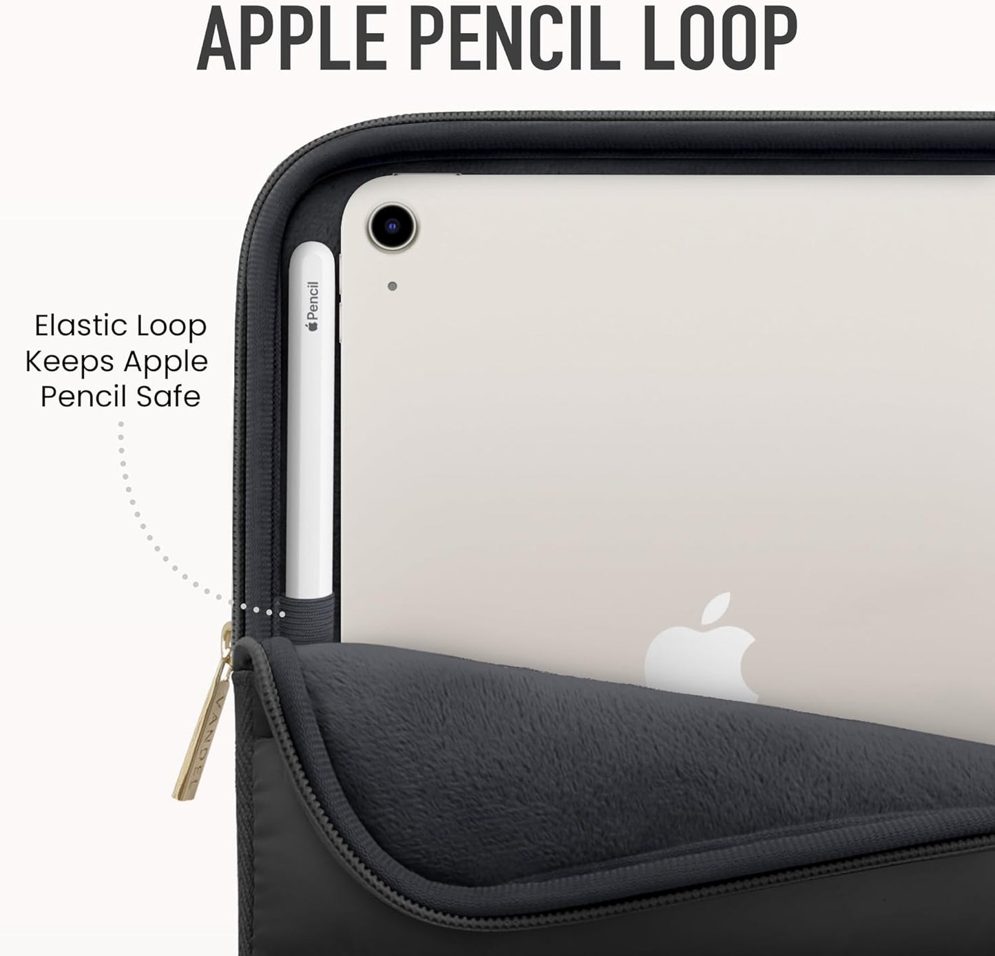 Vandel - The Original Puffy iPad Sleeve 9-11 Inch Tablet Sleeve, Black i Pad Case for Women and Men, Cute iPad Air Pouch, 9 10 Inch, 11 Inch Bag